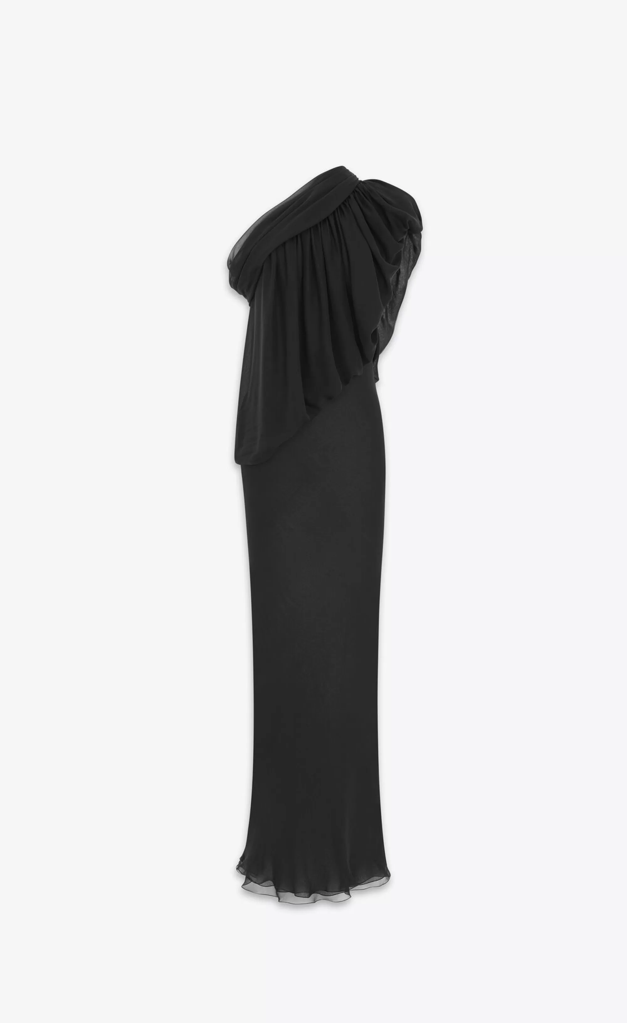 Women Saint Laurent DRESSES^Draped One-shoulder Dress In Silk Muslin | | YSL.com