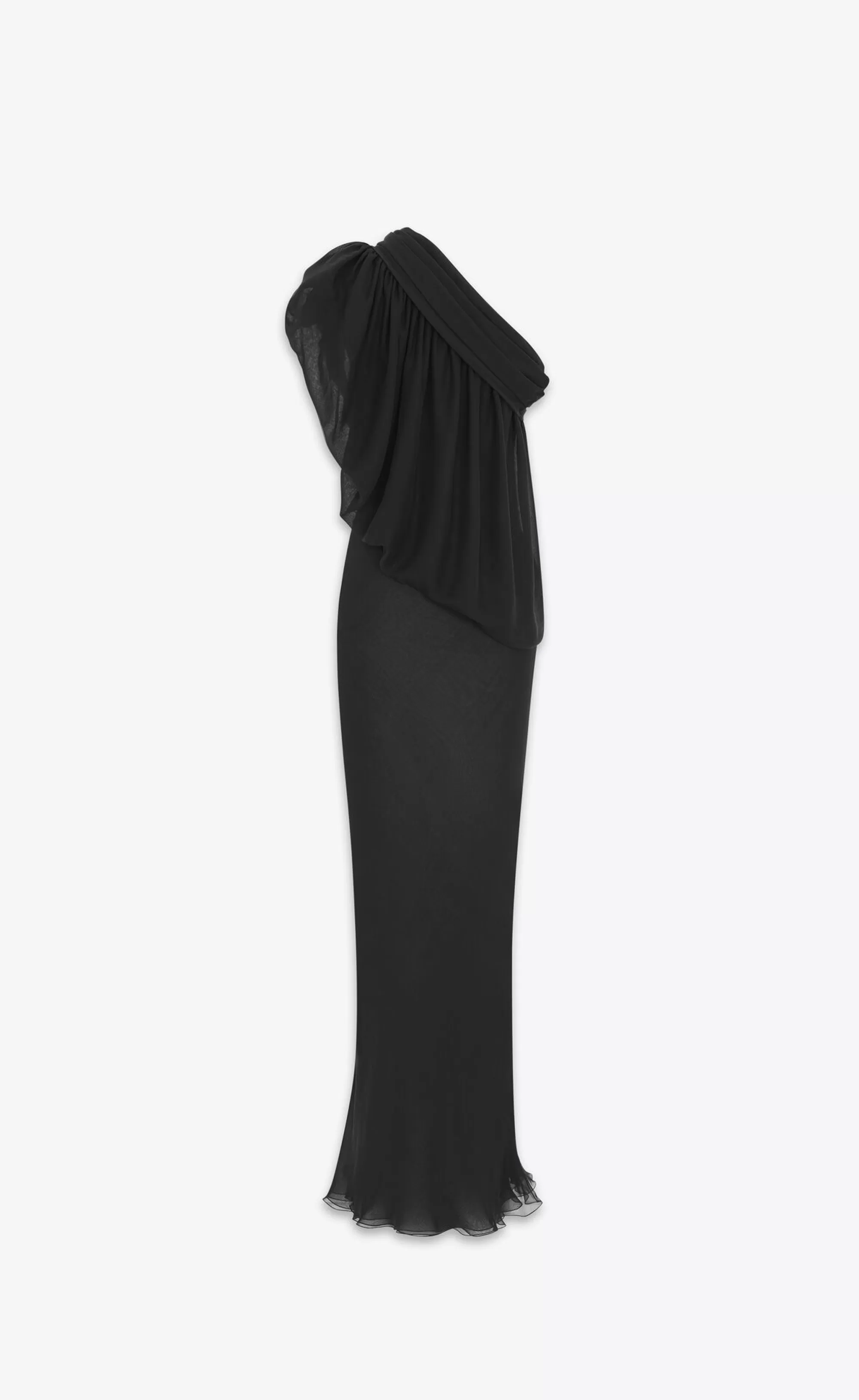 Women Saint Laurent DRESSES^Draped One-shoulder Dress In Silk Muslin | | YSL.com