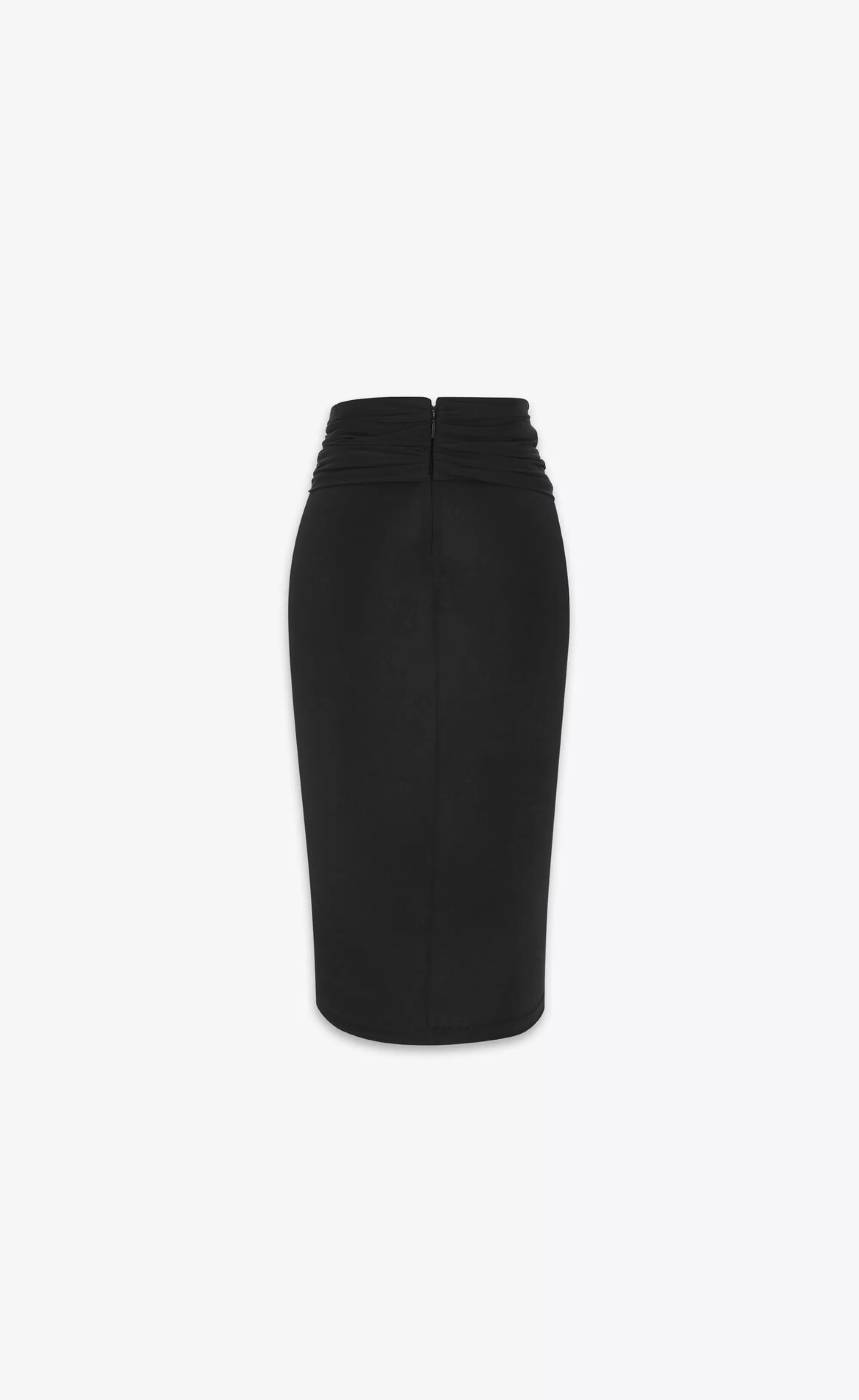 Women Saint Laurent SKIRTS^Draped Pencil Skirt In Shiny Jersey | | YSL.com