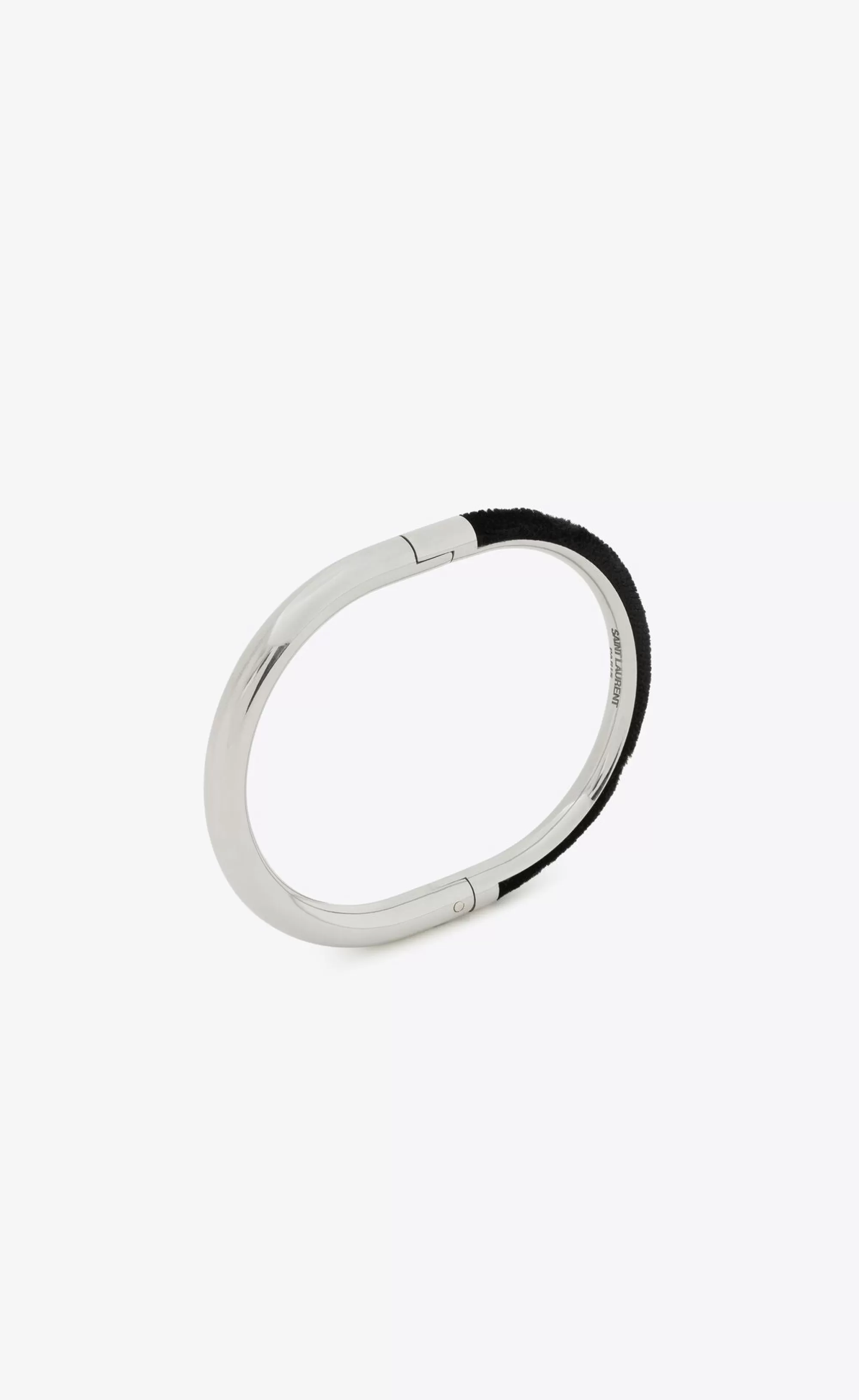 Saint Laurent Bracelets^Duet Oval Bracelet In Velvet And Metal | | YSL.com