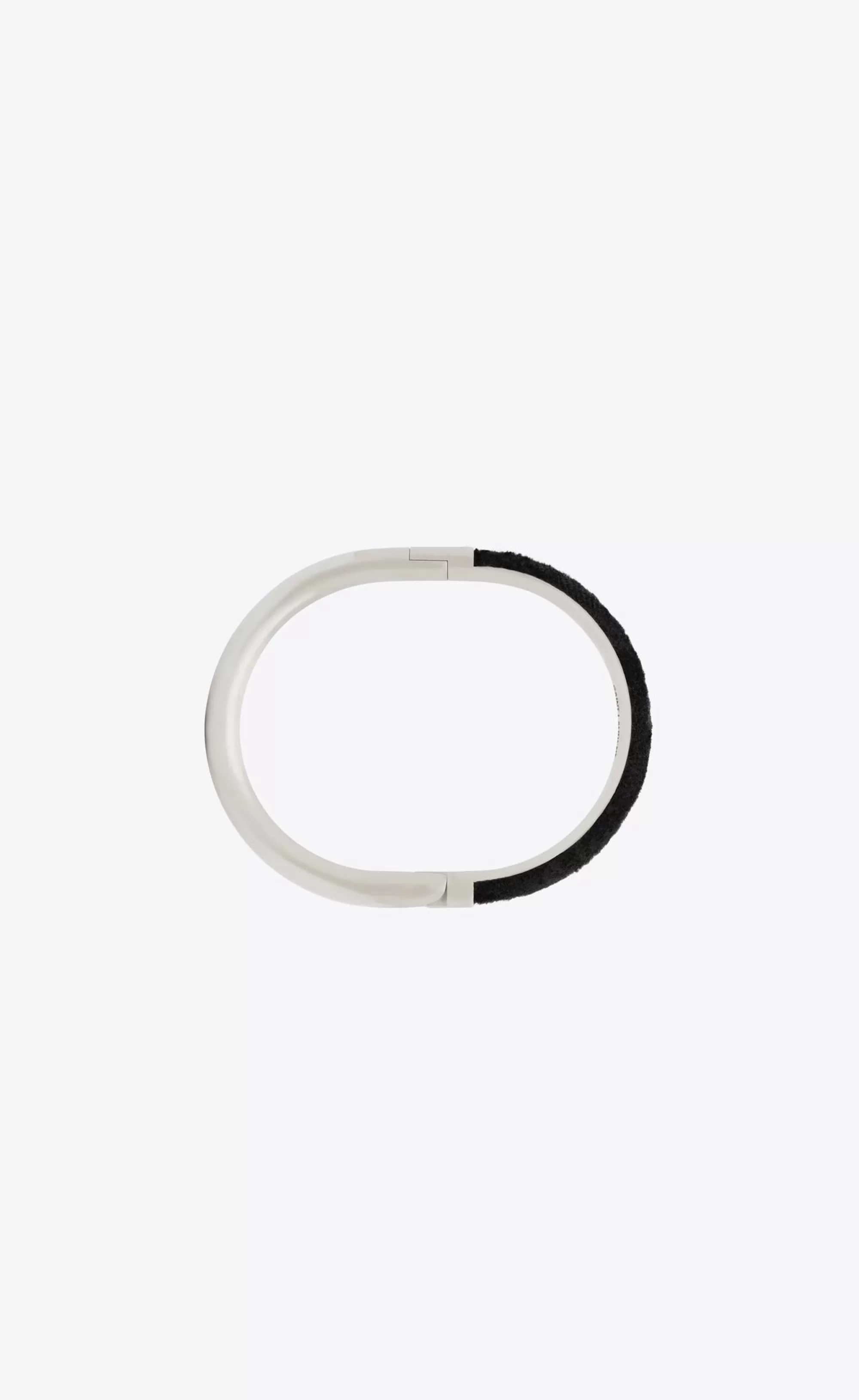 Saint Laurent Bracelets^Duet Oval Bracelet In Velvet And Metal | | YSL.com