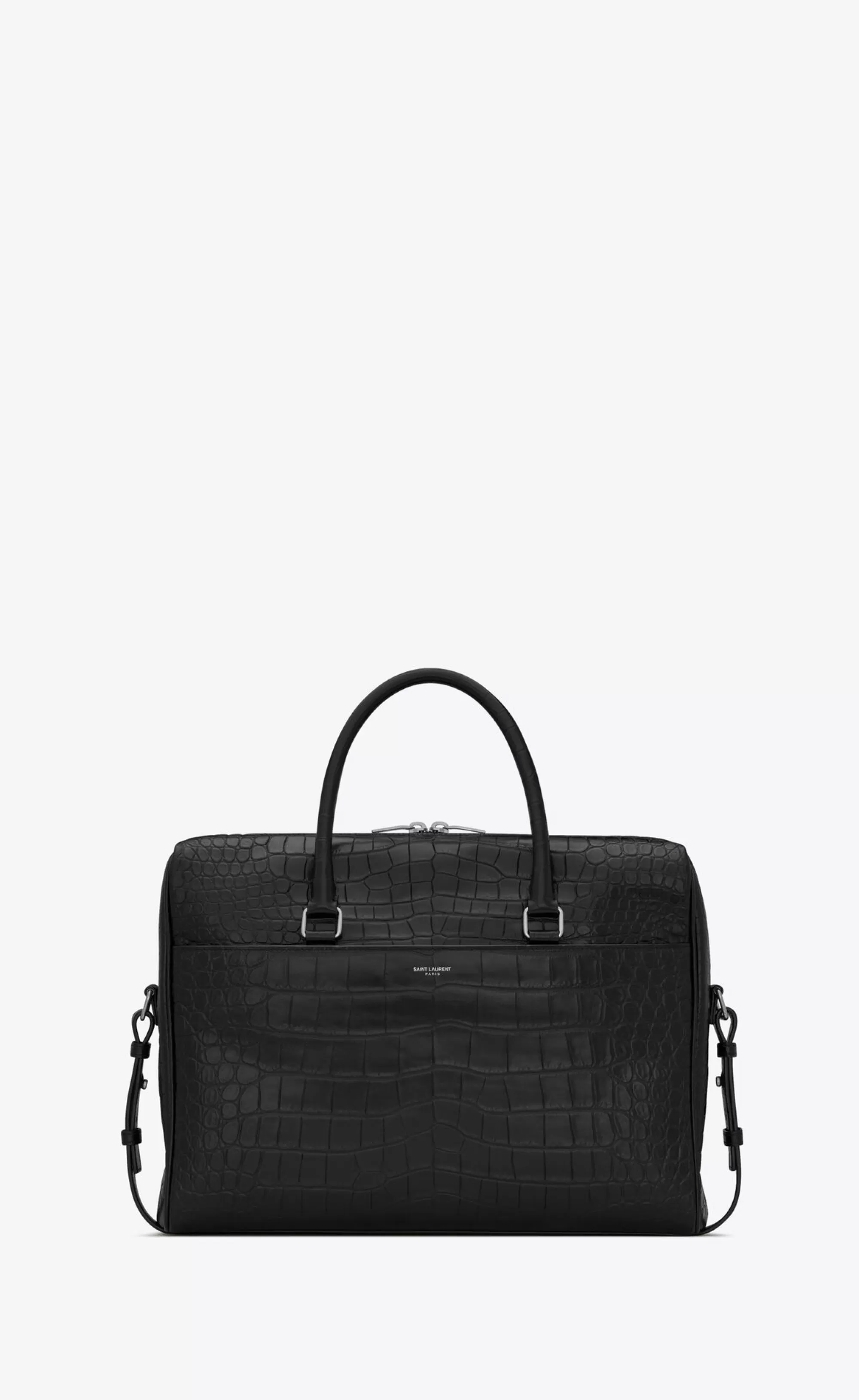 Saint Laurent BRIEFCASES^DUFFLE Briefcase Bag In Crocodile-embossed Matte Leather | | YSL.com