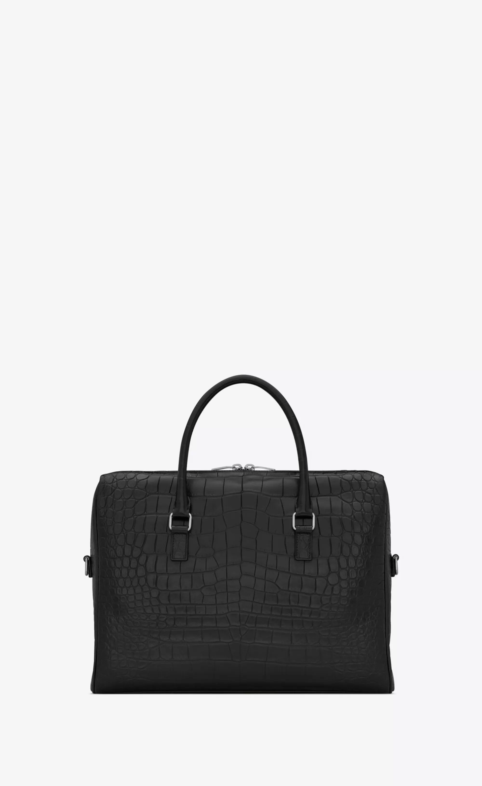 Saint Laurent BRIEFCASES^DUFFLE Briefcase Bag In Crocodile-embossed Matte Leather | | YSL.com