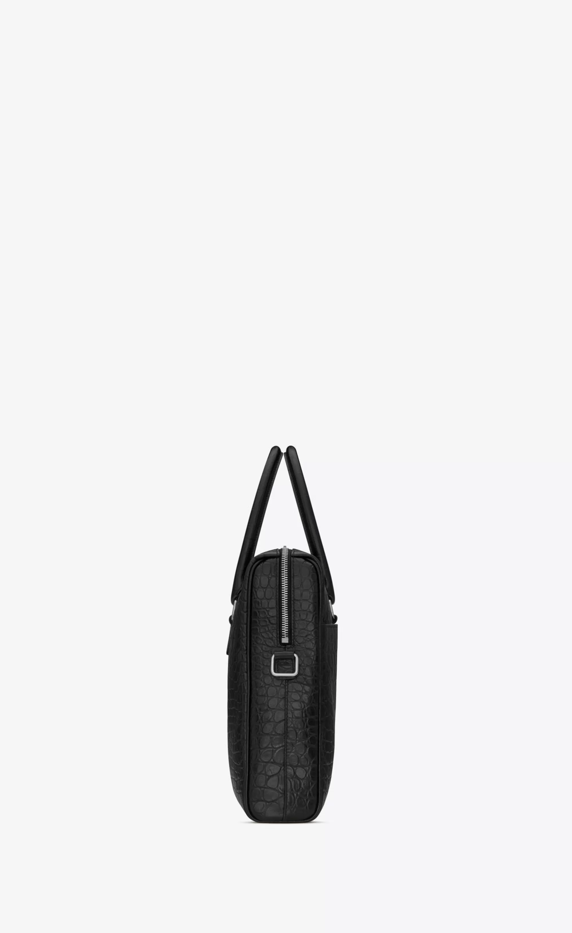 Saint Laurent BRIEFCASES^DUFFLE Briefcase Bag In Crocodile-embossed Matte Leather | | YSL.com