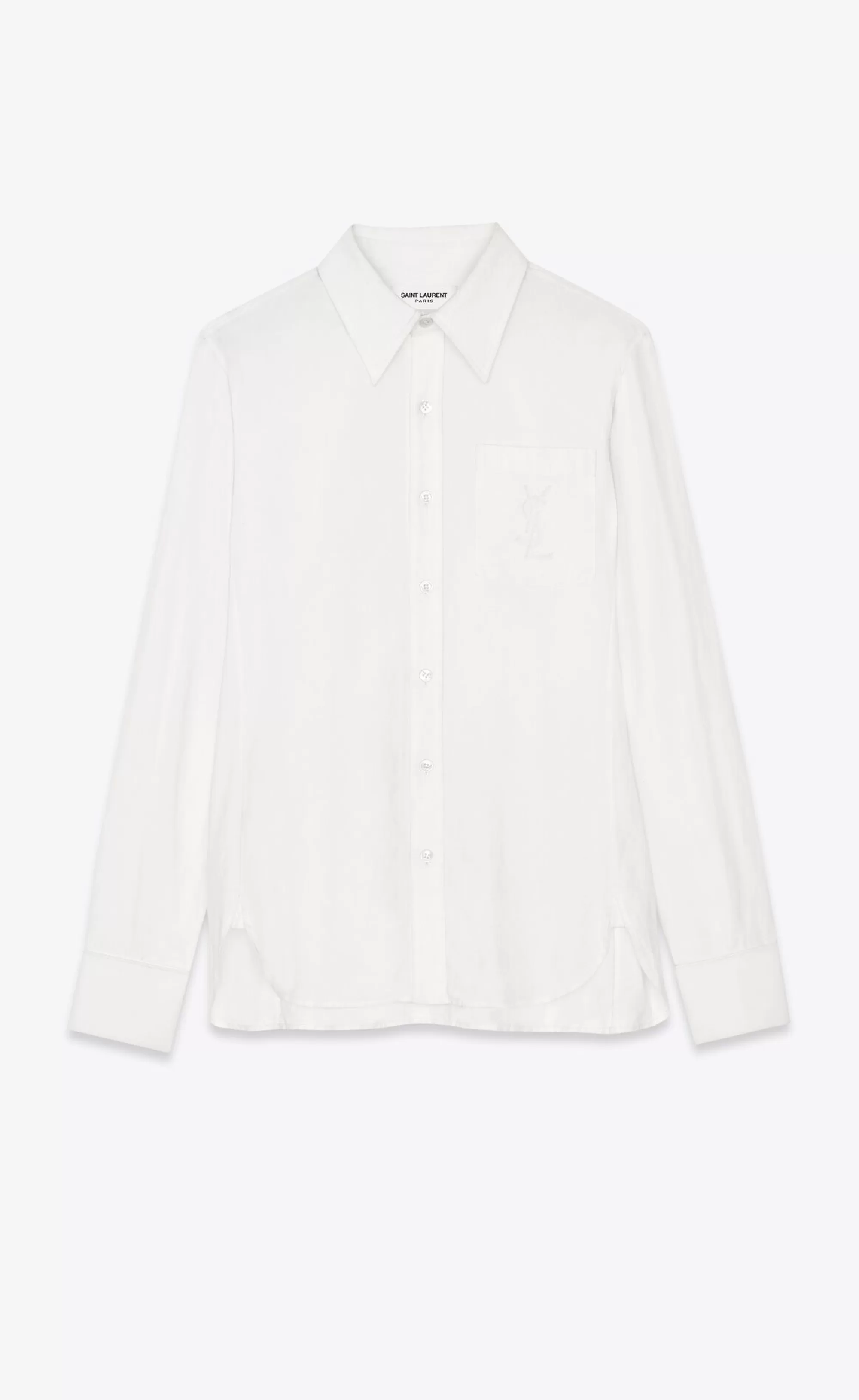 Women Saint Laurent SHIRTS AND TOPS^Embroidered Shirt In Cotton And Linen | | YSL.com