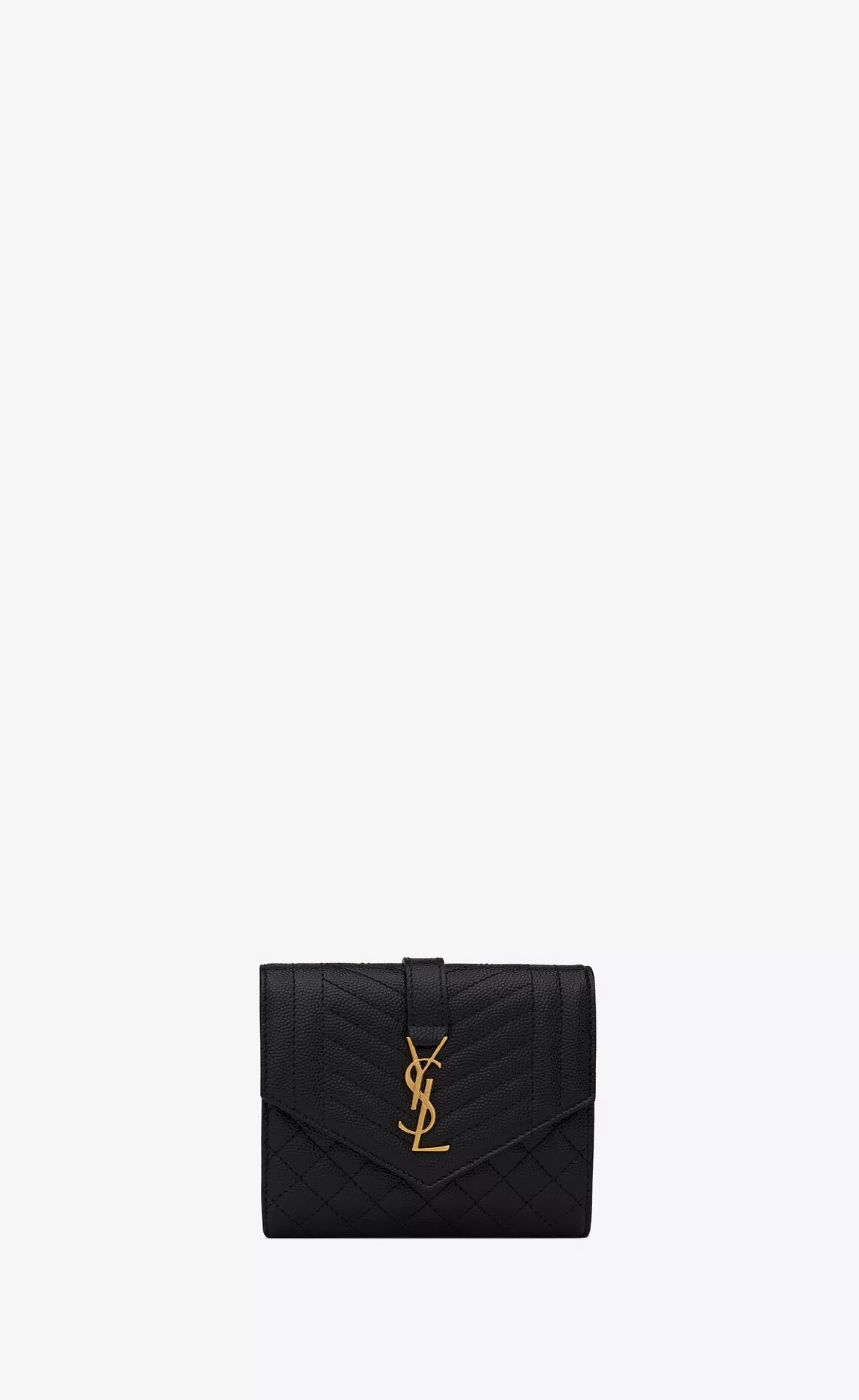 Women Saint Laurent WALLETS^ENVELOPE COMPACT TRI FOLD WALLET IN Mix Matelassé Grain De Poudre Embossed LEATHER | | YSL.com