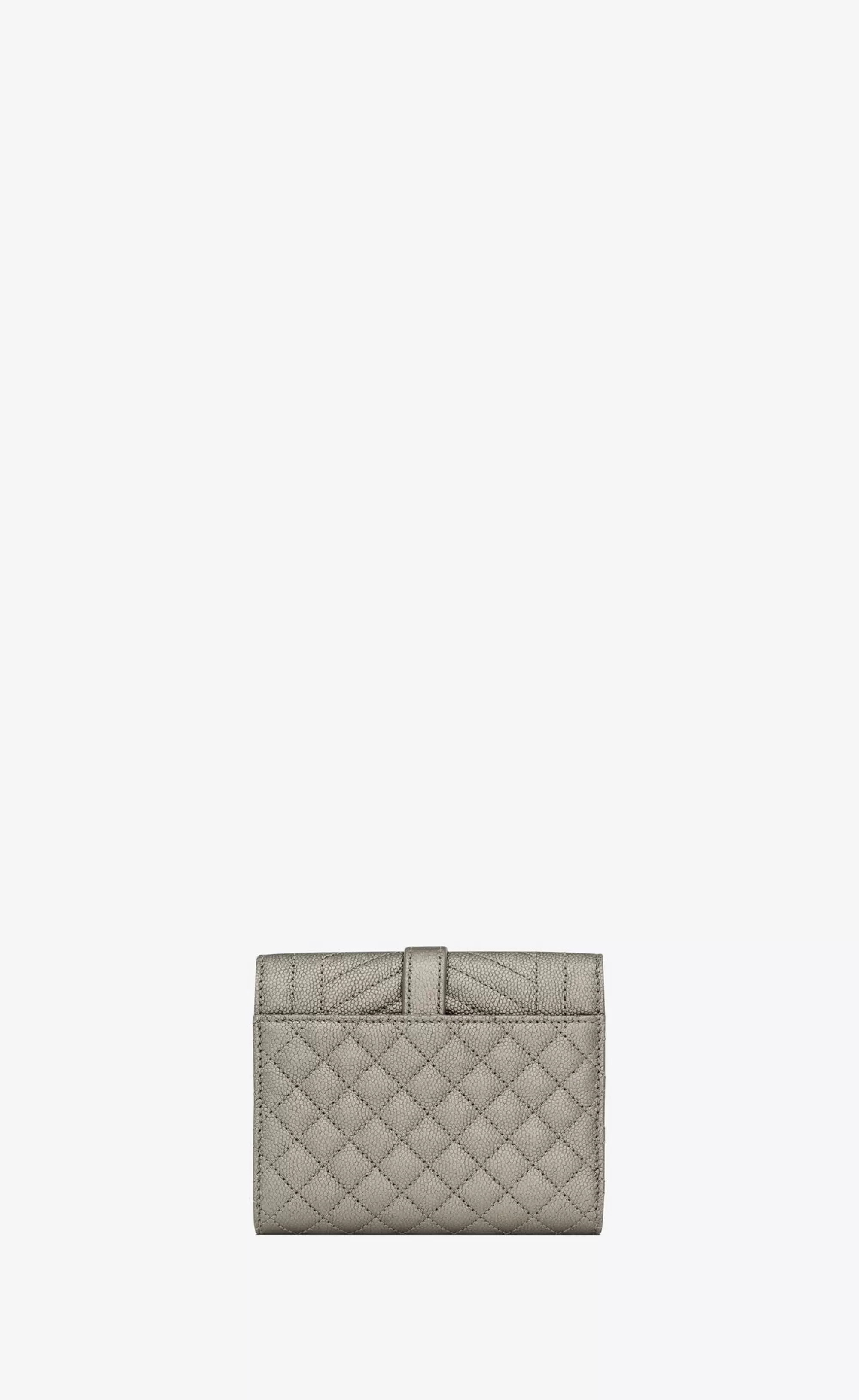 Women Saint Laurent WALLETS^ENVELOPE Compact Trifold Wallet In MIX MATELASSÉ Metallic Grain De Poudre Embossed LEATHER | | YSL.com