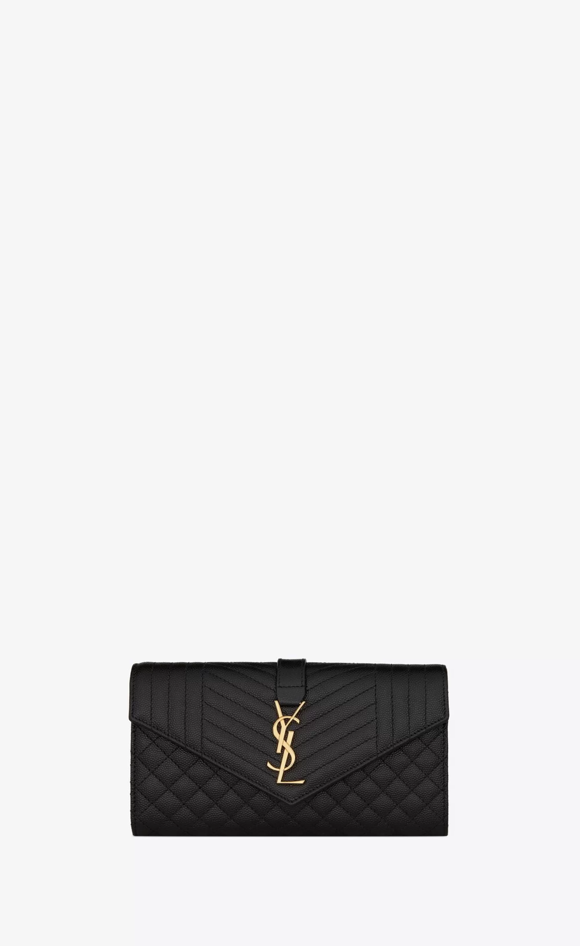 Women Saint Laurent WALLETS^ENVELOPE Large Flap Wallet In Grain De Poudre Embossed Leather | | YSL.com