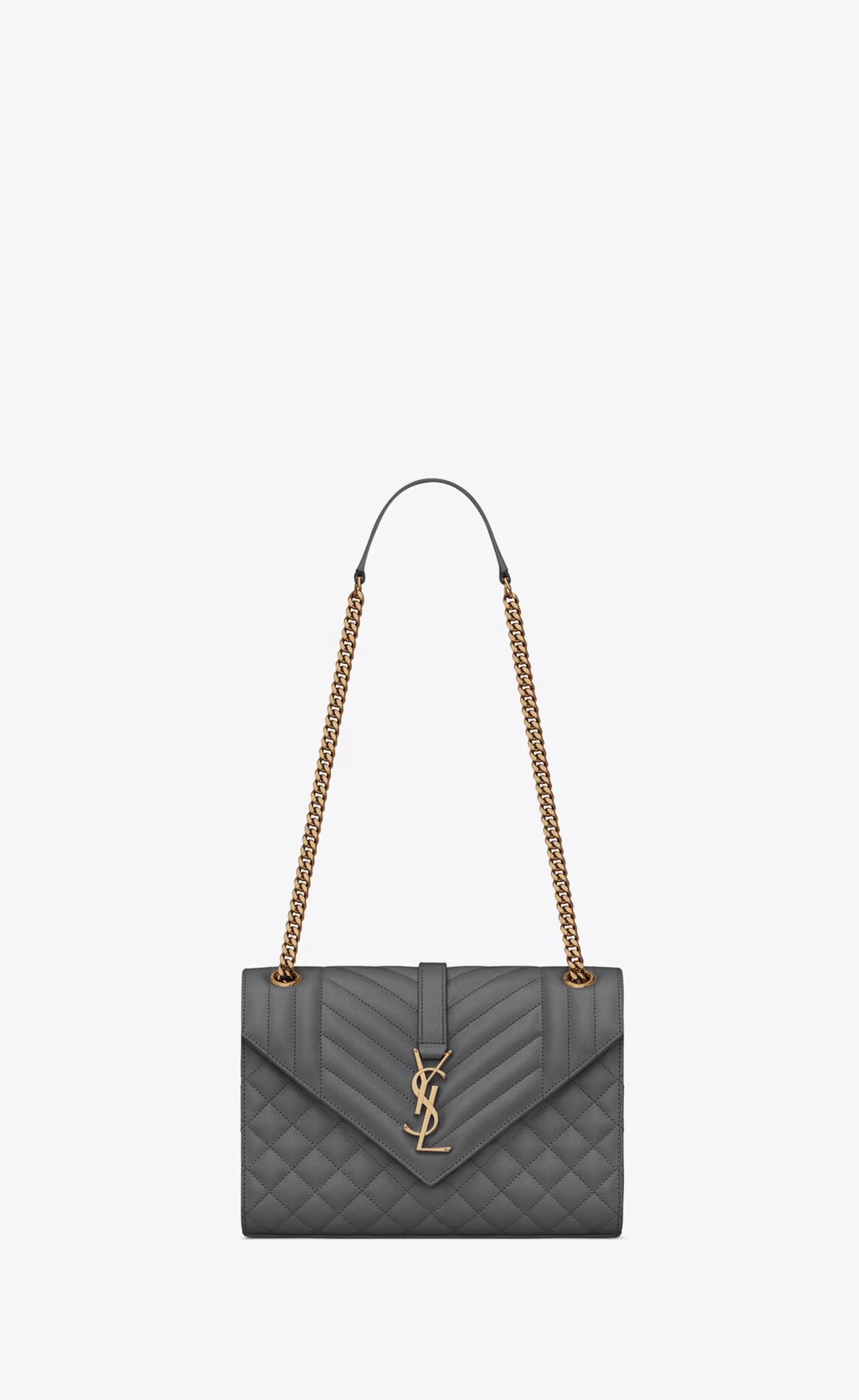 Women Saint Laurent ENVELOPE^ENVELOPE MEDIUM IN QUILTED GRAIN DE POUDRE EMBOSSED LEATHER | | YSL.com