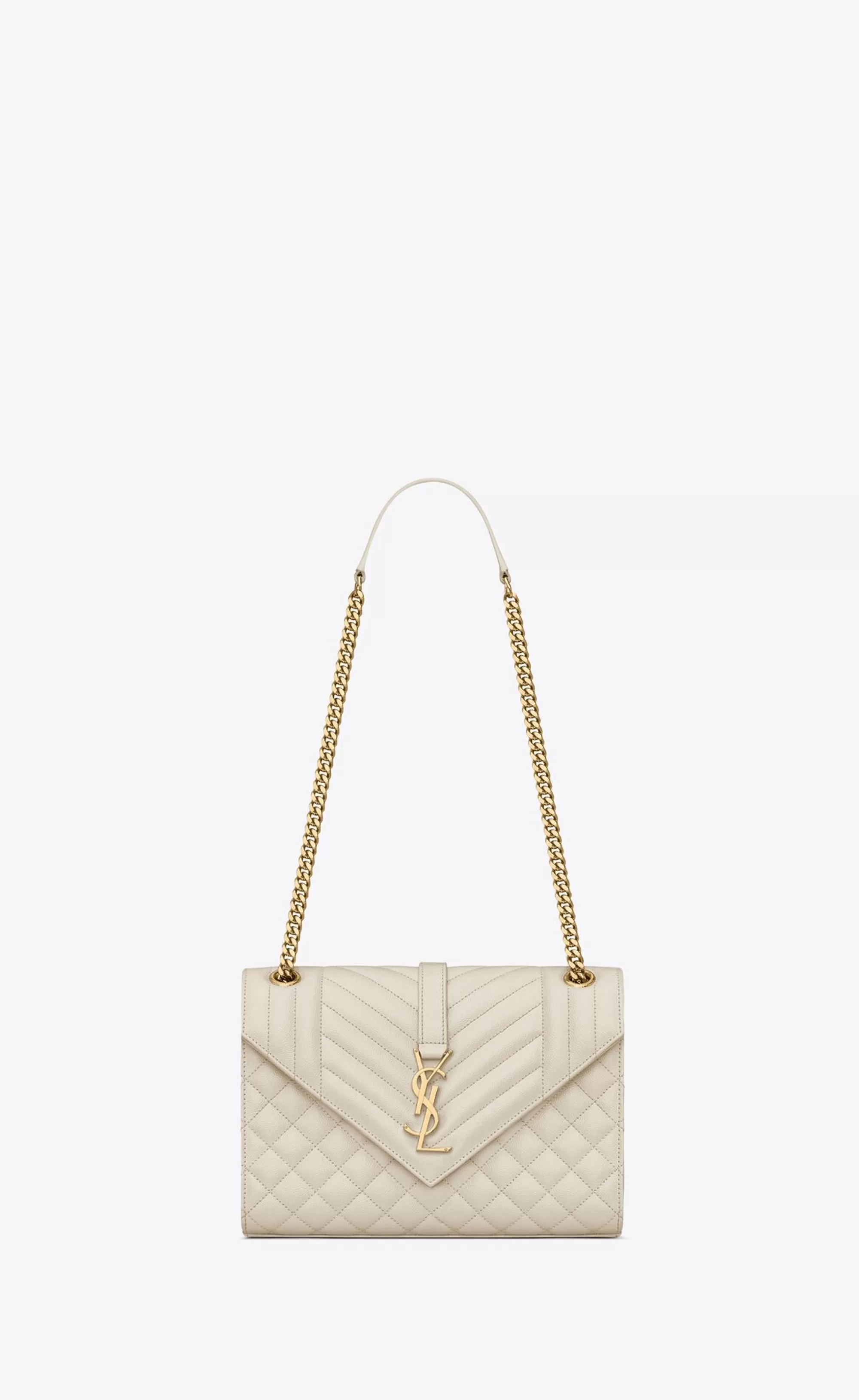 Women Saint Laurent ENVELOPE | SHOULDER BAGS^ENVELOPE MEDIUM IN QUILTED GRAIN DE POUDRE EMBOSSED LEATHER | | YSL.com