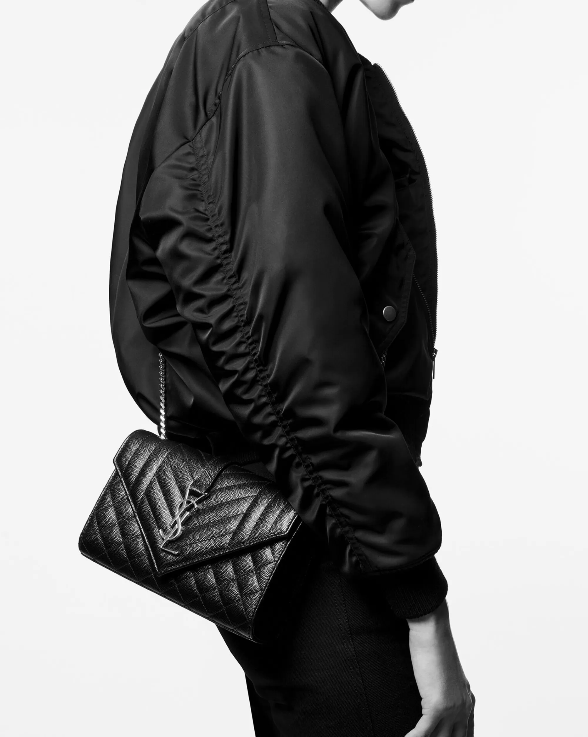 Women Saint Laurent CROSSBODY BAGS | ENVELOPE^ENVELOPE SMALL IN QUILTED GRAIN DE POUDRE EMBOSSED LEATHER | | YSL.com