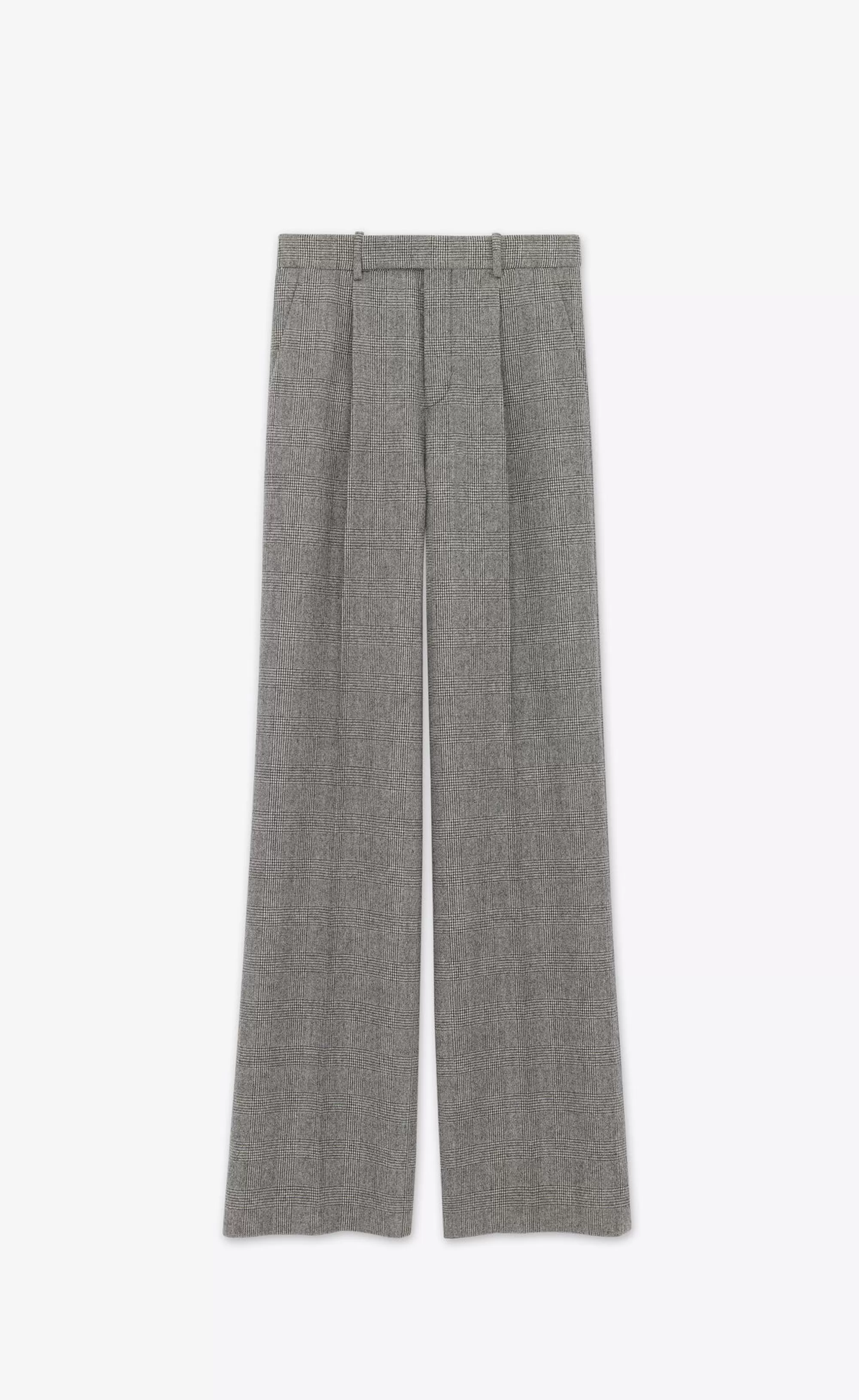Women Saint Laurent JACKETS AND PANTS^Flared Pants In Prince Of Wales Flannel | | YSL.com