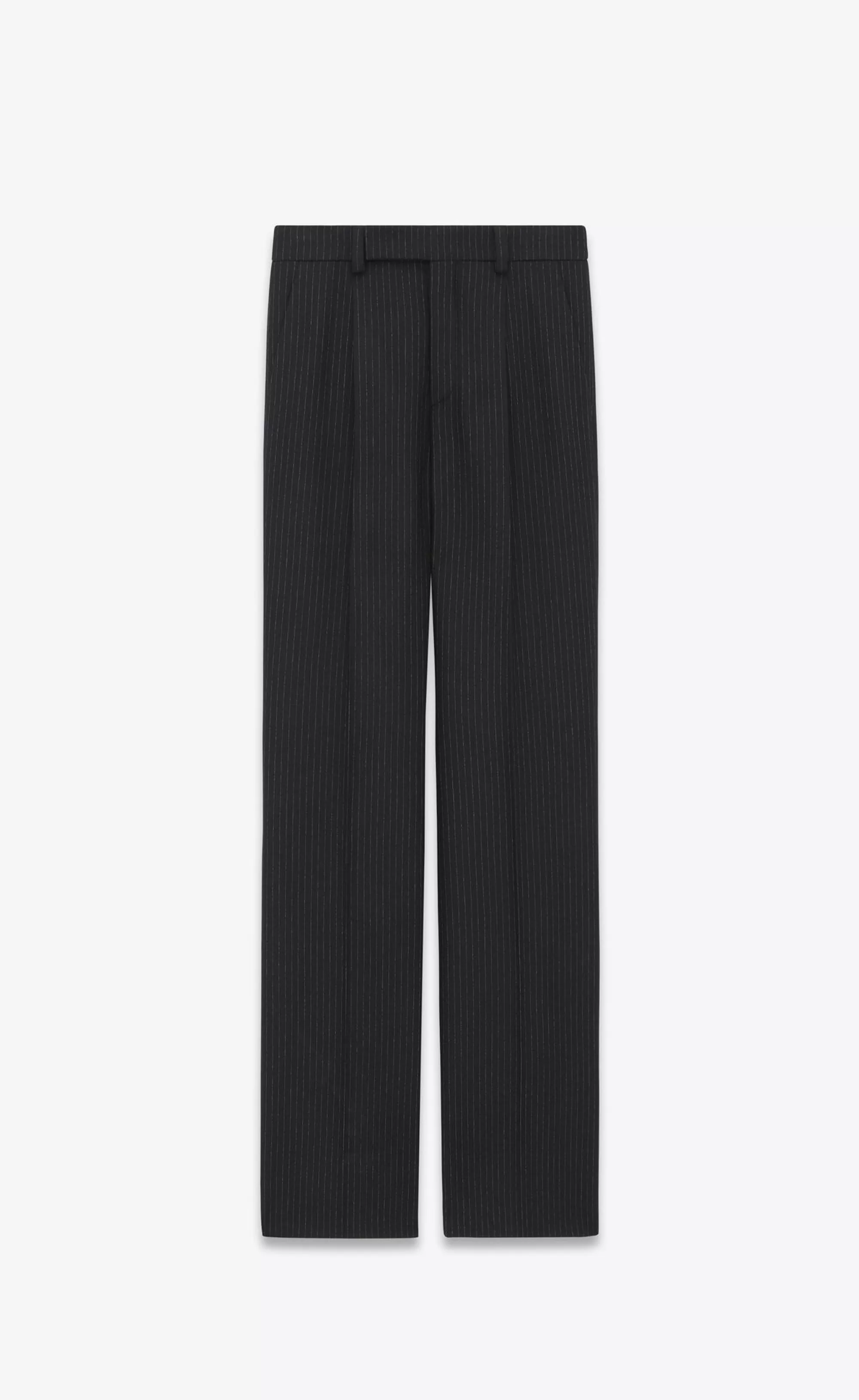 Saint Laurent ALL READY TO WEAR | JACKETS AND PANTS^Flared Pants In Striped Wool Flannel | | YSL.com