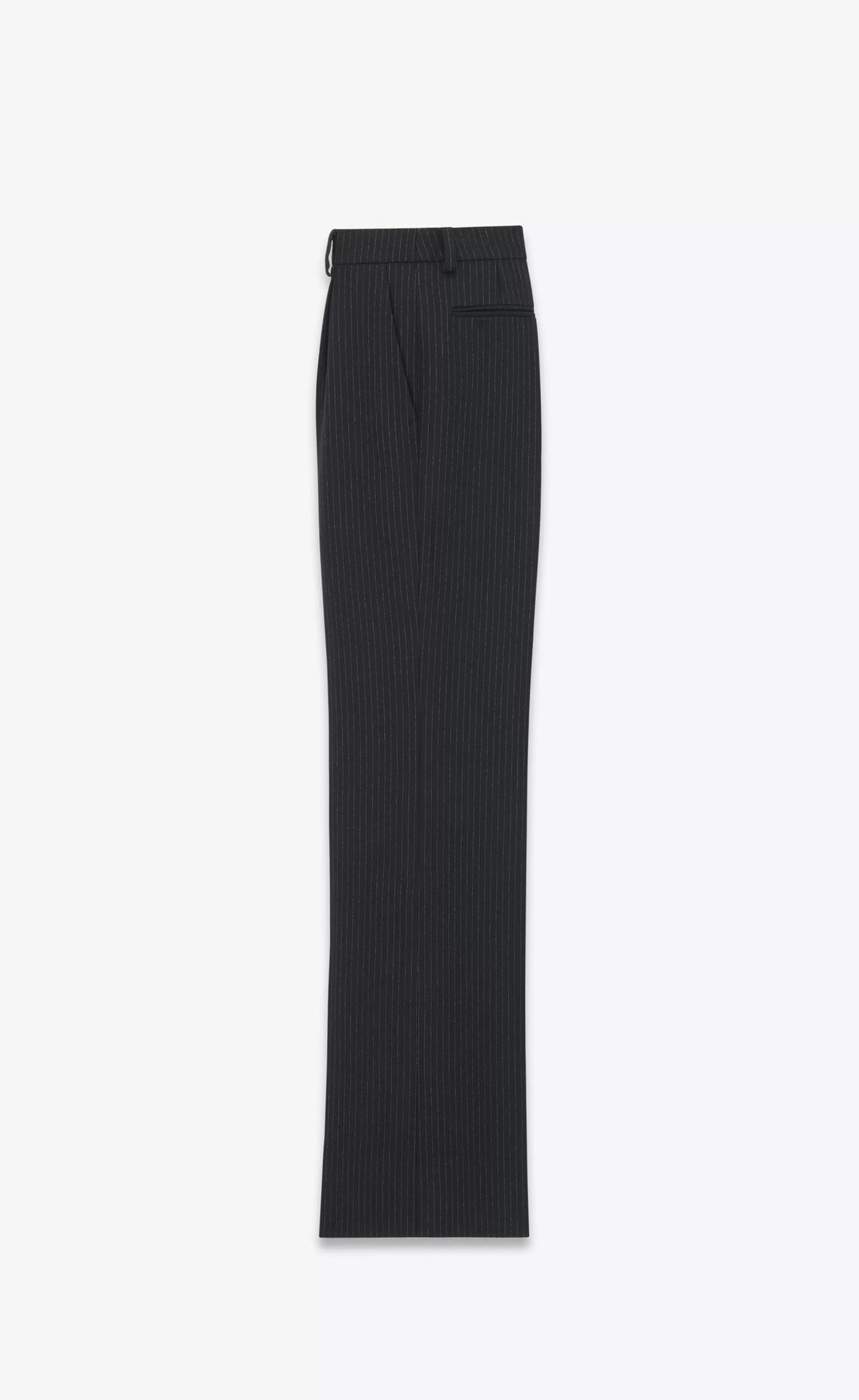 Saint Laurent ALL READY TO WEAR | JACKETS AND PANTS^Flared Pants In Striped Wool Flannel | | YSL.com