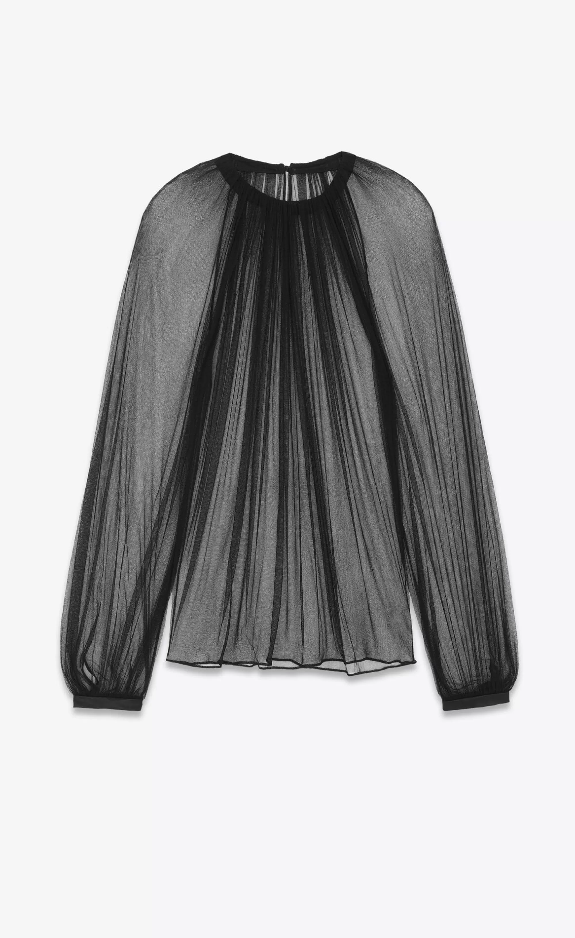 Saint Laurent ALL READY TO WEAR | SHIRTS^Gathered Blouse In Silk Tulle | | YSL.com