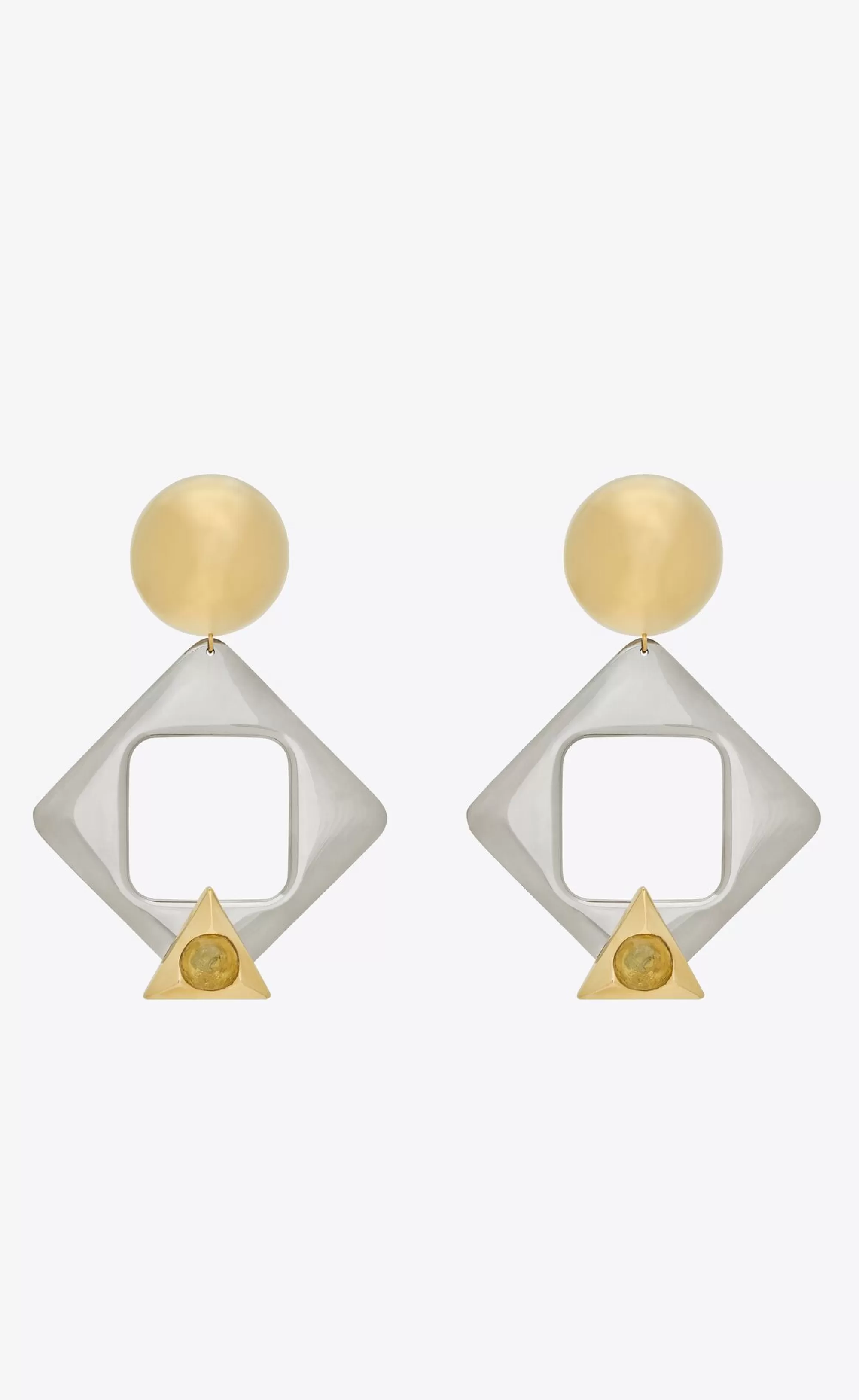 Women Saint Laurent EARRINGS^Geometric Earrings In Resin And Metal | | YSL.com