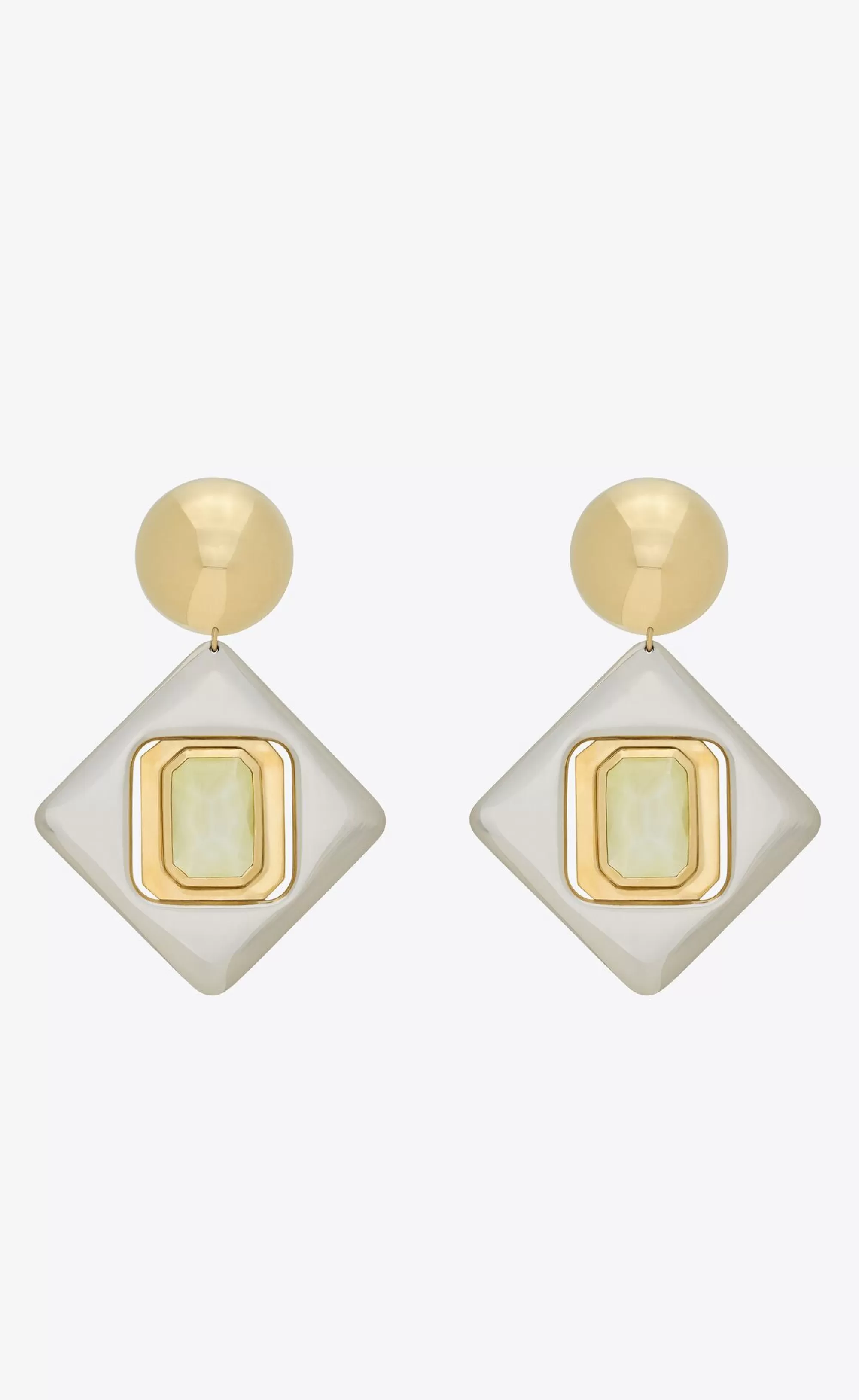 Women Saint Laurent EARRINGS^Geometric Earrings In Resin And Metal | | YSL.com