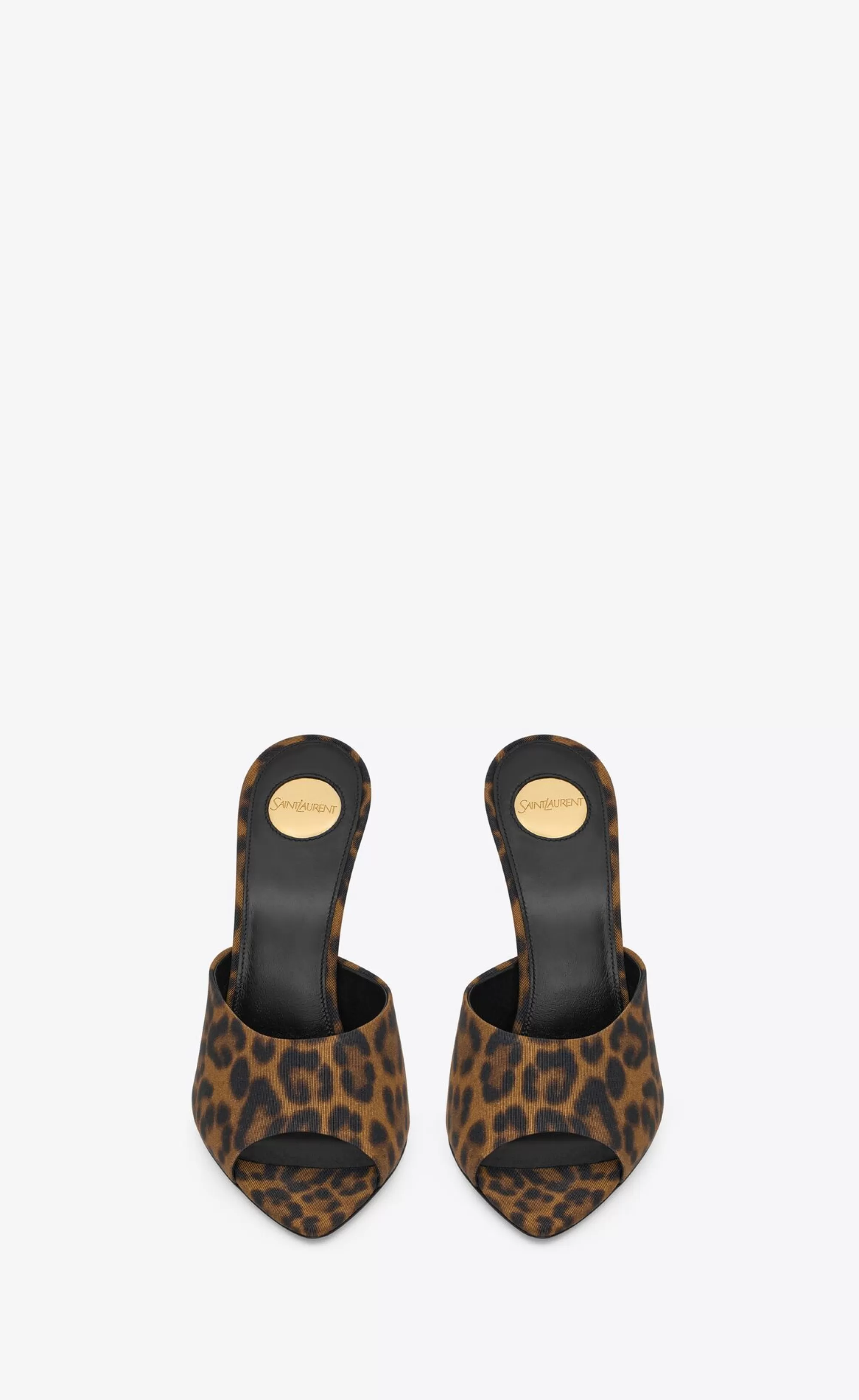 Women Saint Laurent MULES^GOLDIE Mules In Leopard Grosgrain | | YSL.com