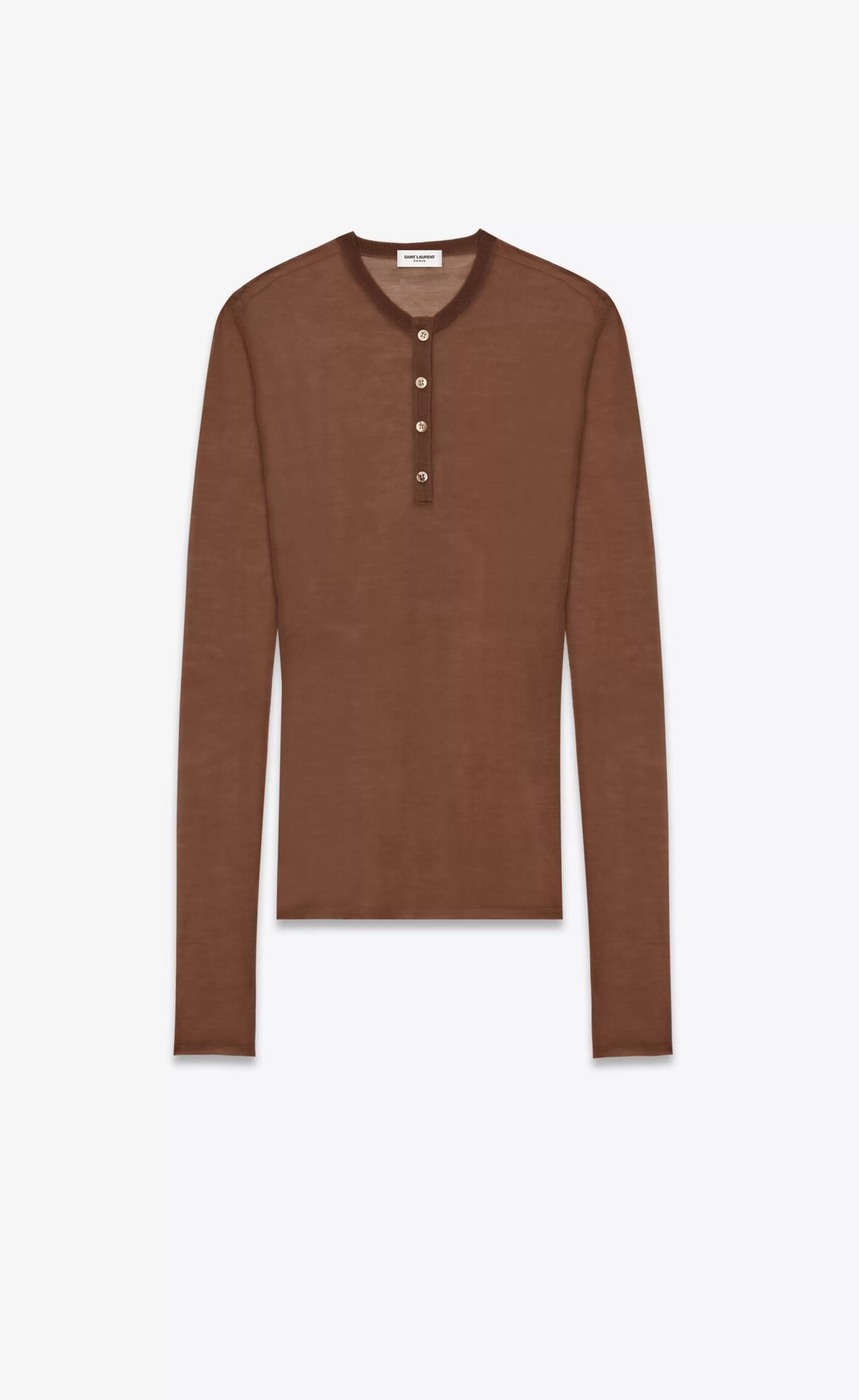 Women Saint Laurent KNITWEAR | SHIRTS AND TOPS^Henley Shirt In Knit | | YSL.com