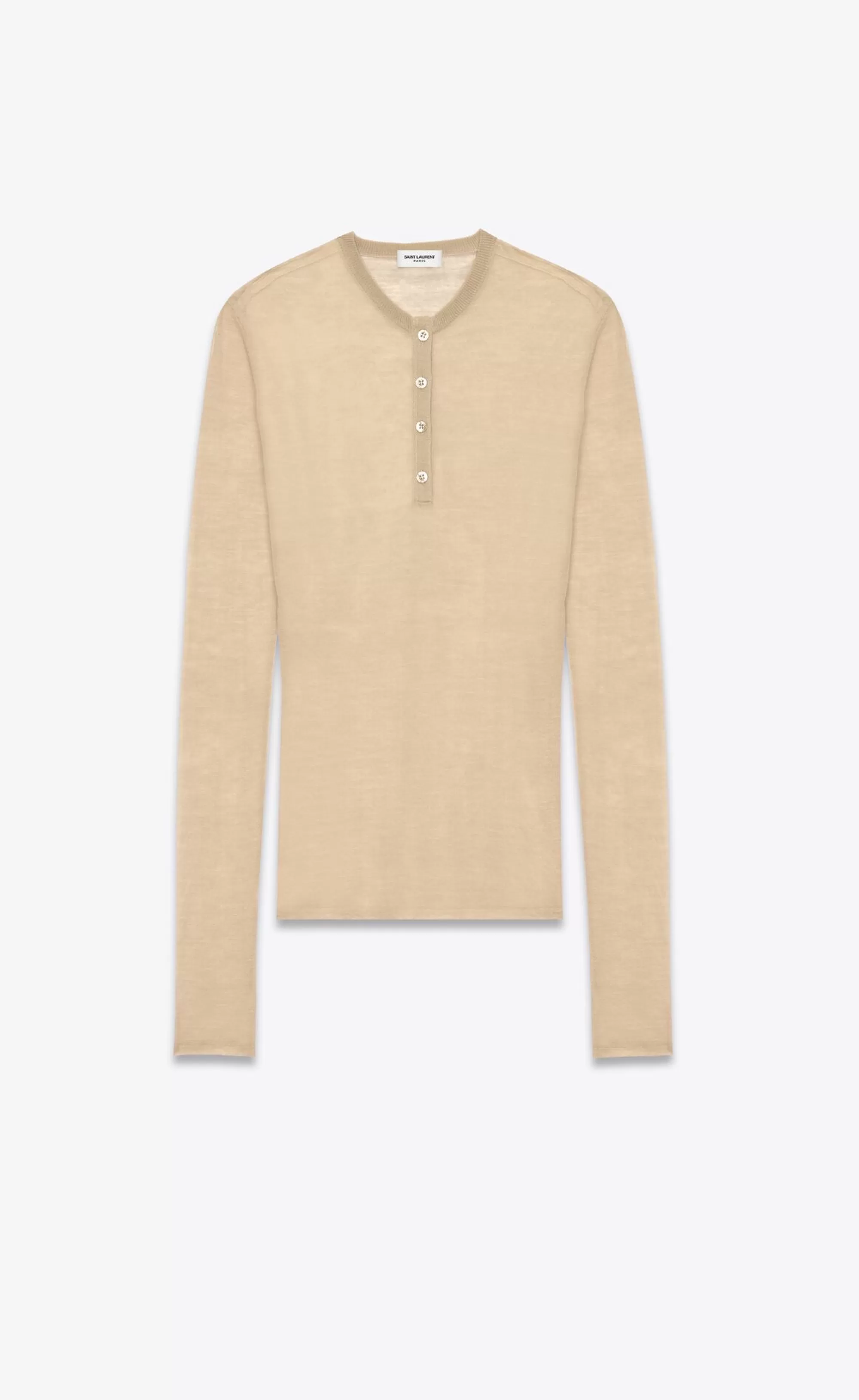 Women Saint Laurent KNITWEAR | SHIRTS AND TOPS^Henley Shirt In Knit | | YSL.com