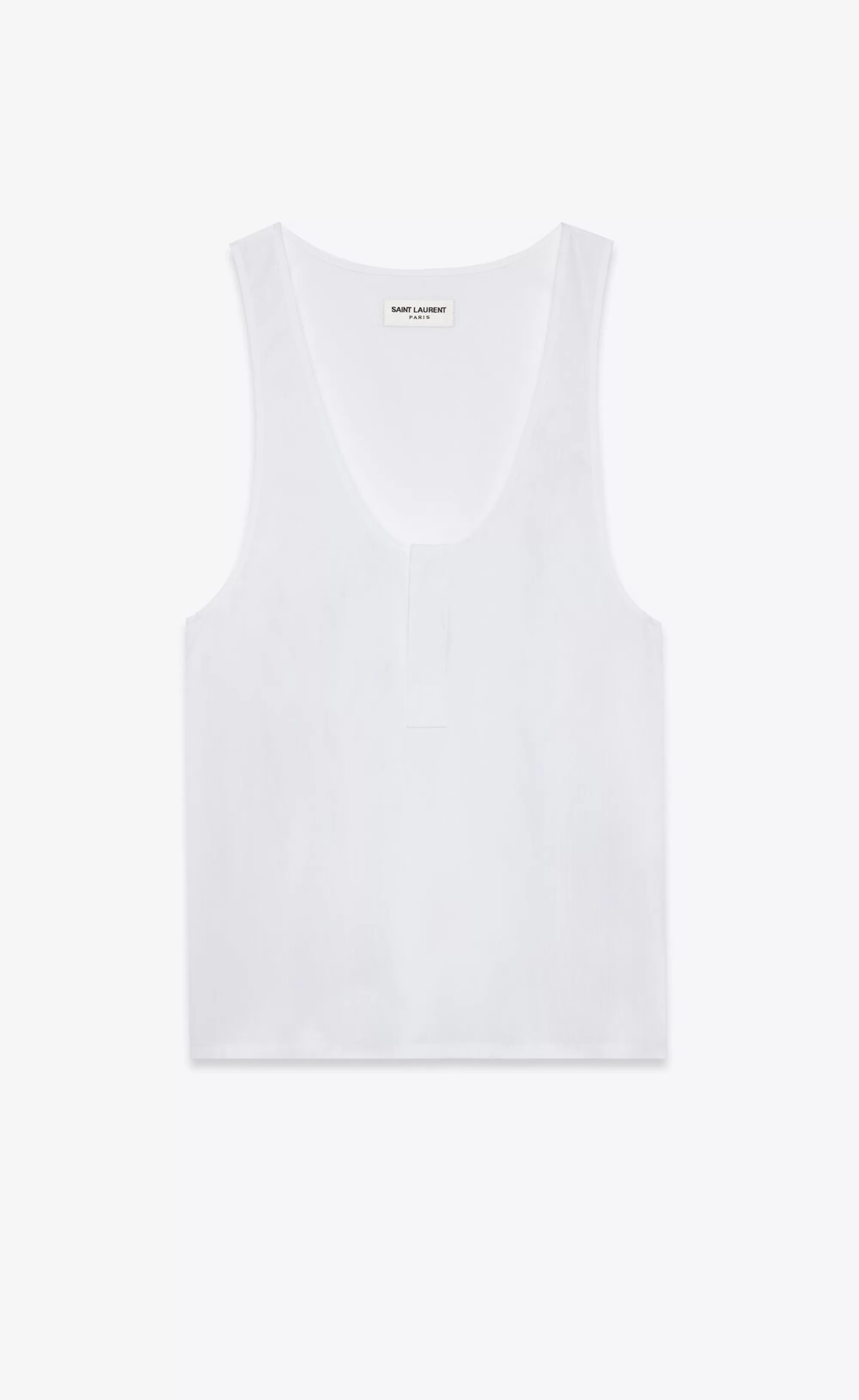 Women Saint Laurent SHIRTS AND TOPS^Henley Tank In Cotton Poplin | | YSL.com