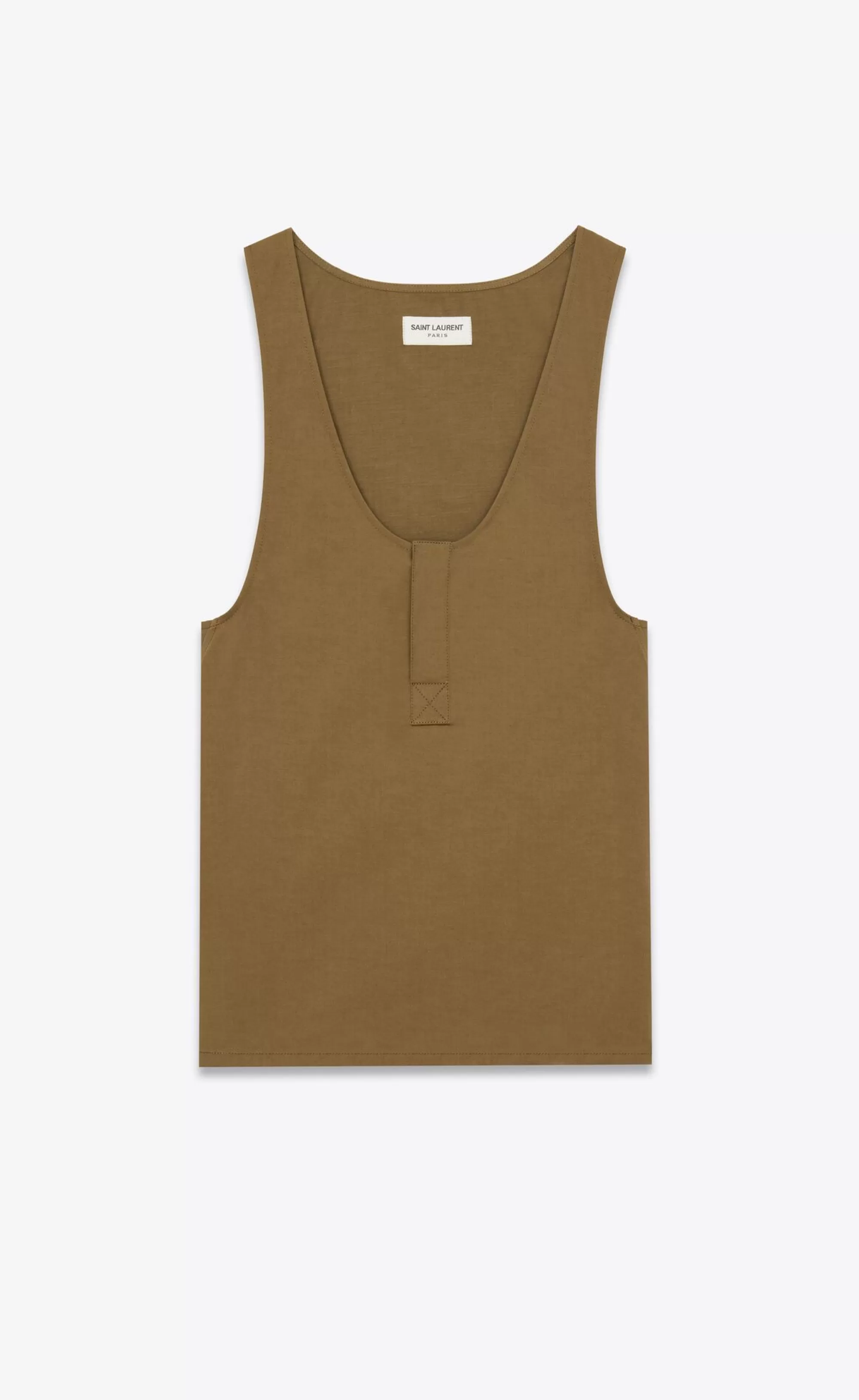 Women Saint Laurent SHIRTS AND TOPS^Henley Tank In Cotton Twill | | YSL.com