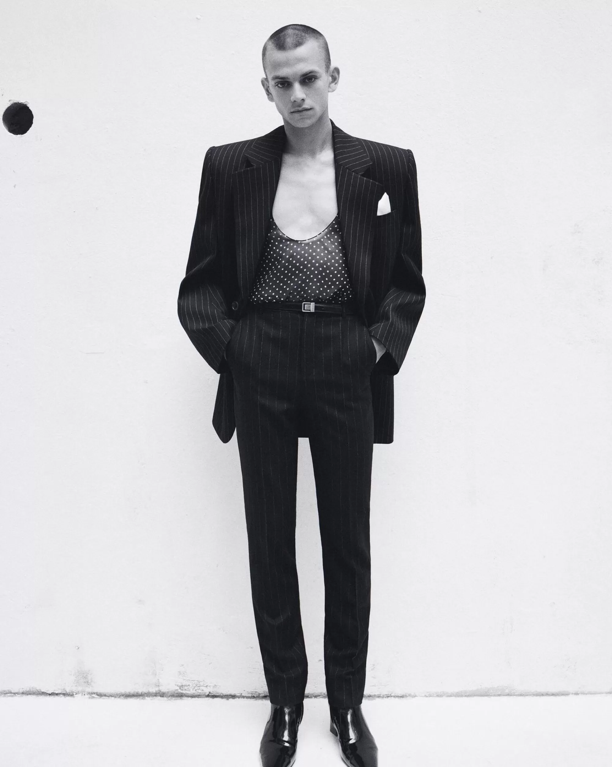 Saint Laurent ALL READY TO WEAR | JACKETS AND PANTS^High-waisted Pants In Pinstripe Wool Felt | | YSL.com