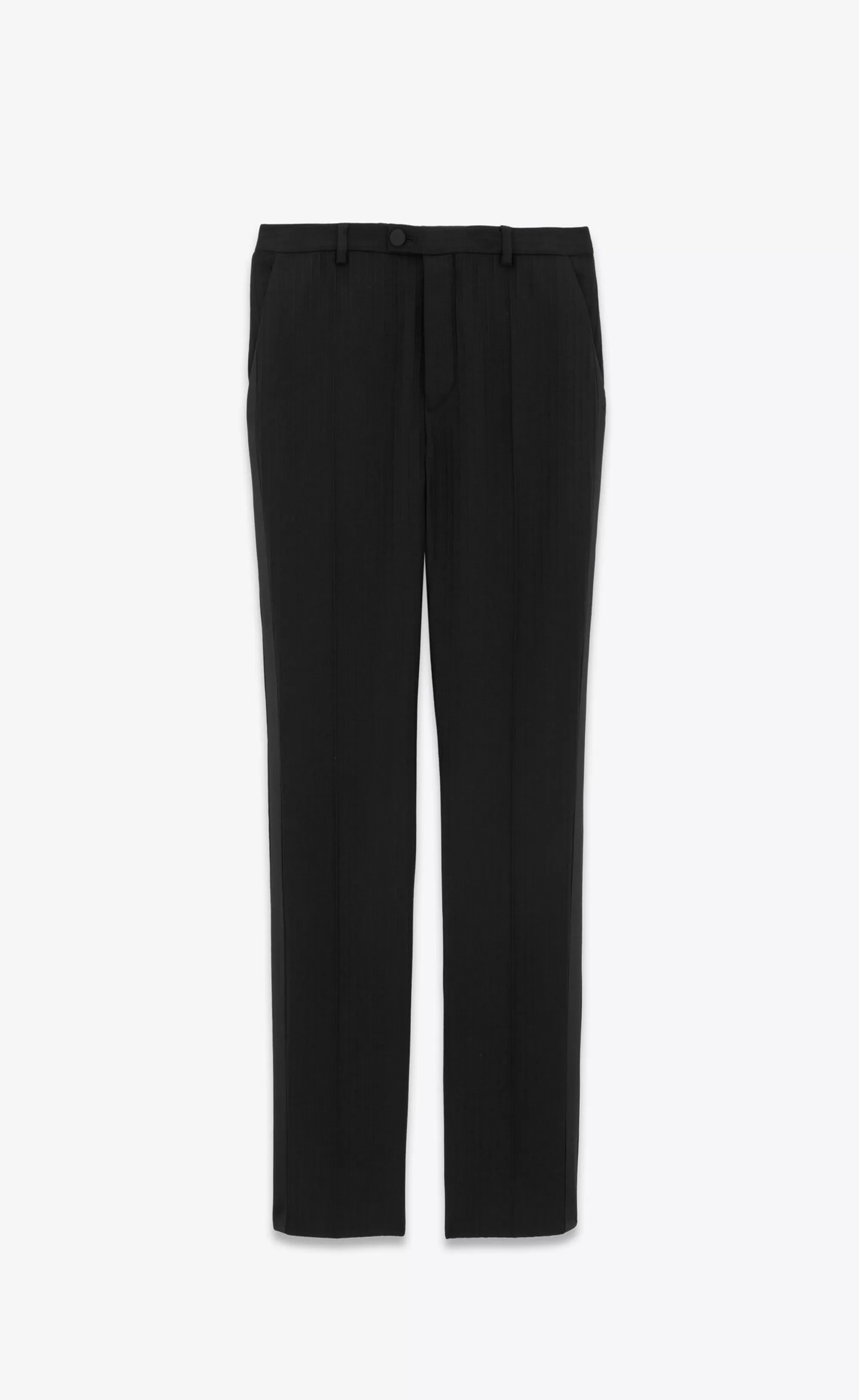 Saint Laurent ALL READY TO WEAR | SMOKING^High-waisted Tuxedo Pants In Raised-stripe Wool | | YSL.com