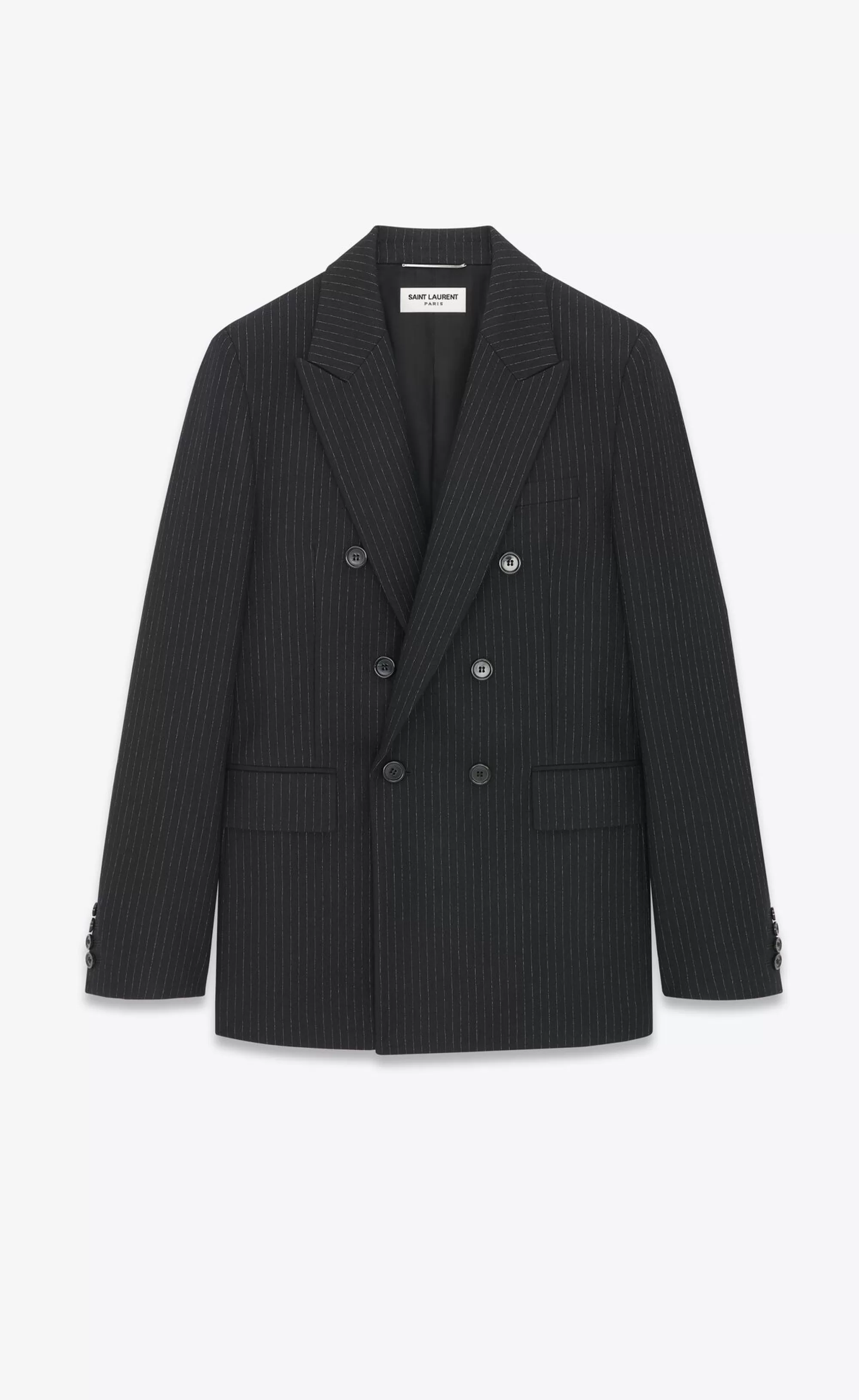 Saint Laurent JACKETS AND PANTS^Jacket In Striped Wool Flannel | | YSL.com