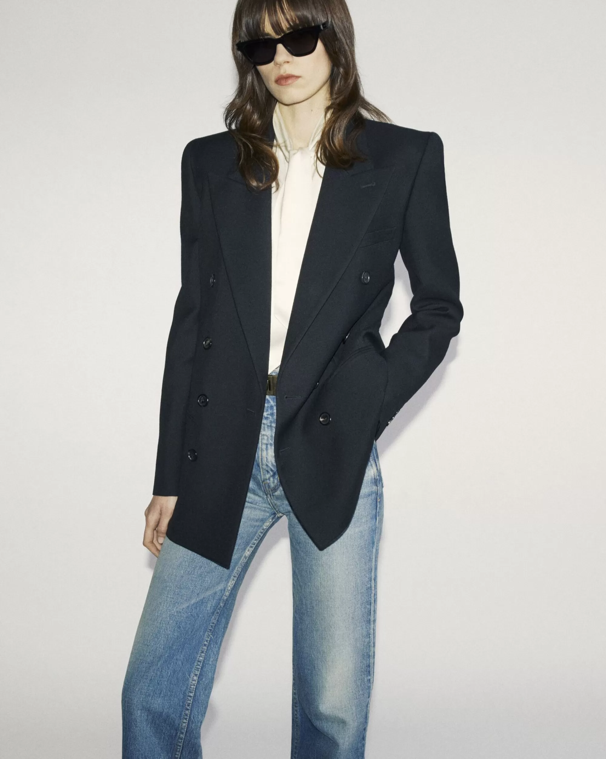 Women Saint Laurent JACKETS AND PANTS^Jacket In Wool Gabardine | | YSL.com