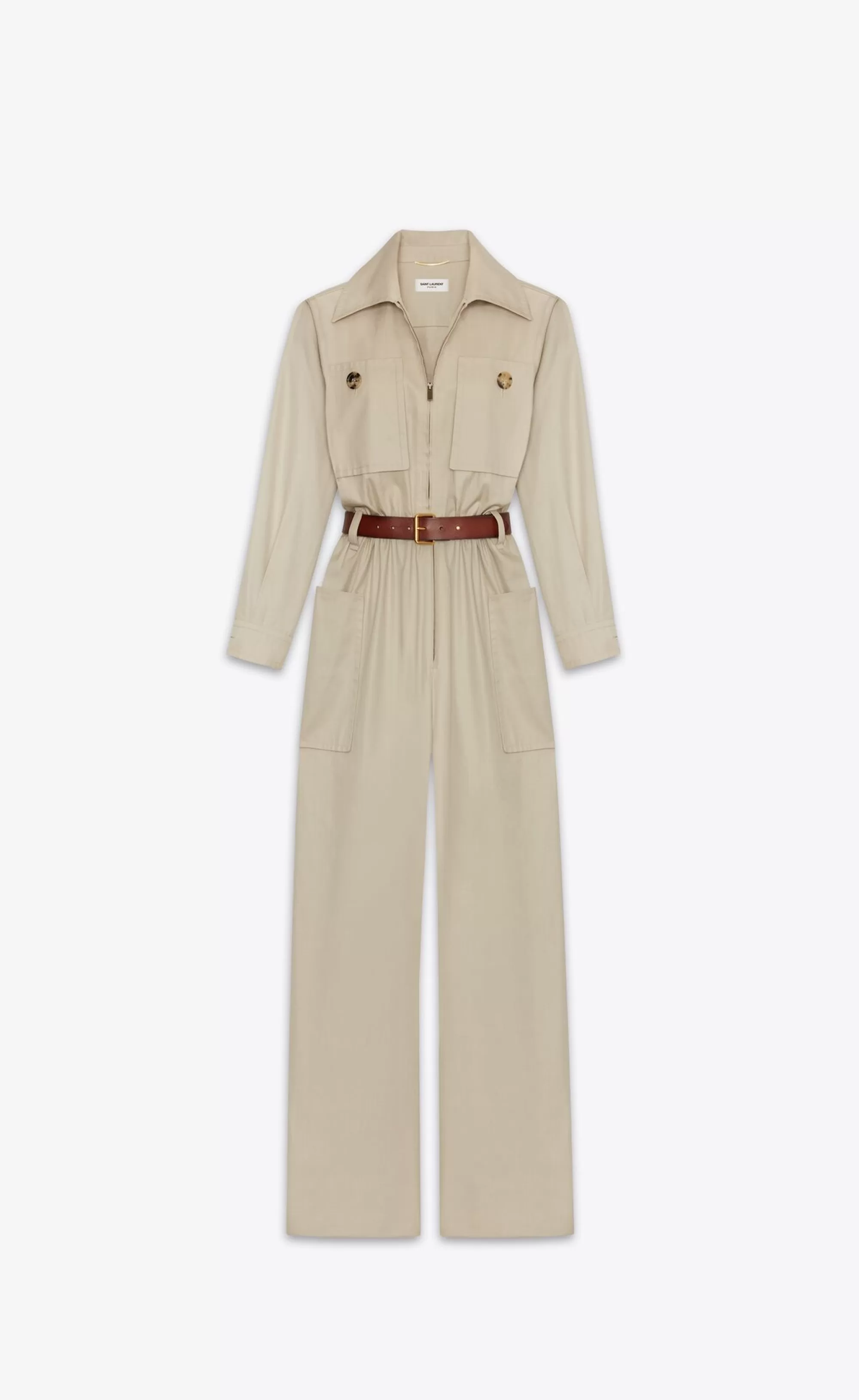 Women Saint Laurent JUMPSUITS^Jumpsuit In Cotton Twill | | YSL.com