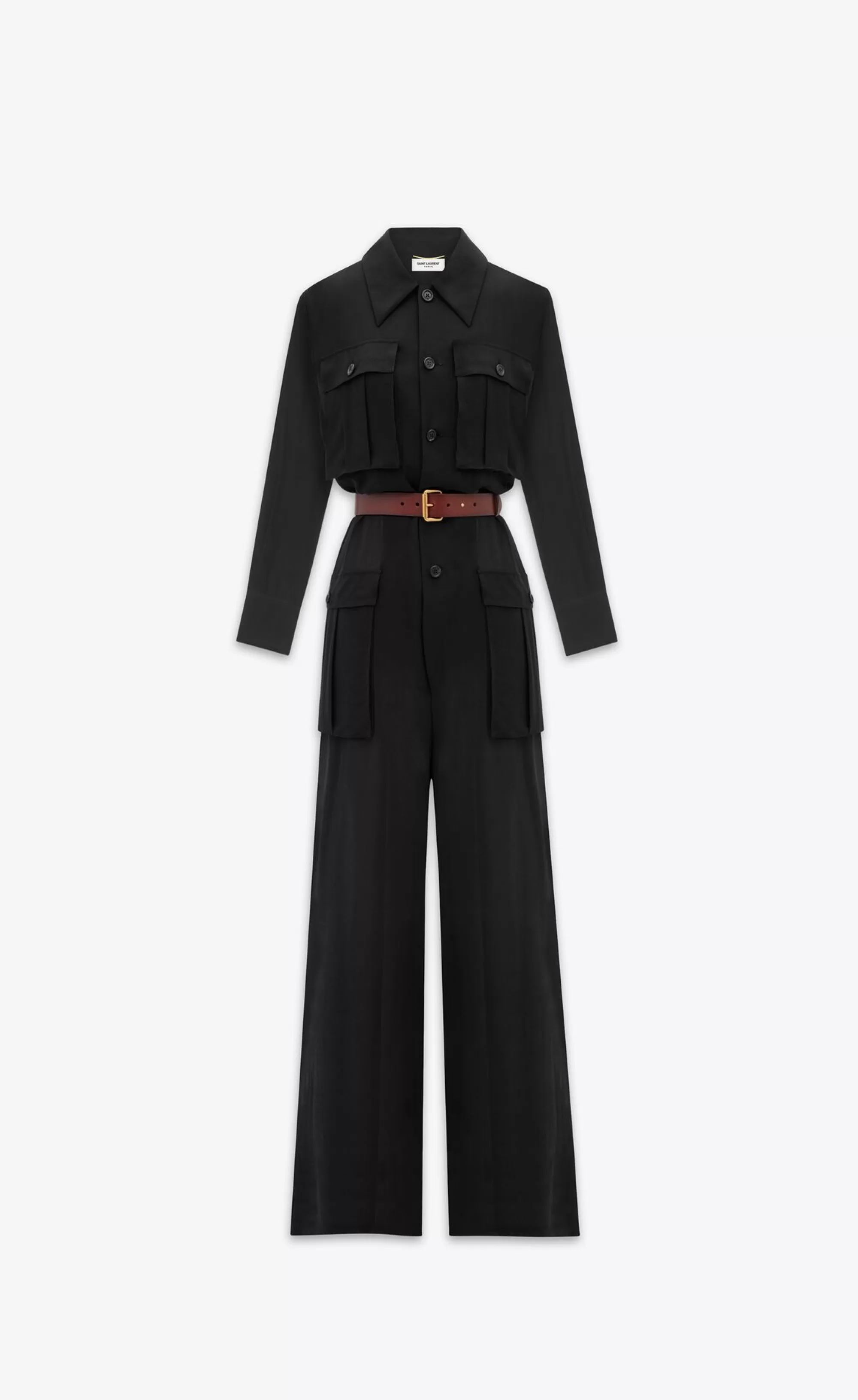 Women Saint Laurent JUMPSUITS^Jumpsuit In Silk Crepe Muslin | | YSL.com