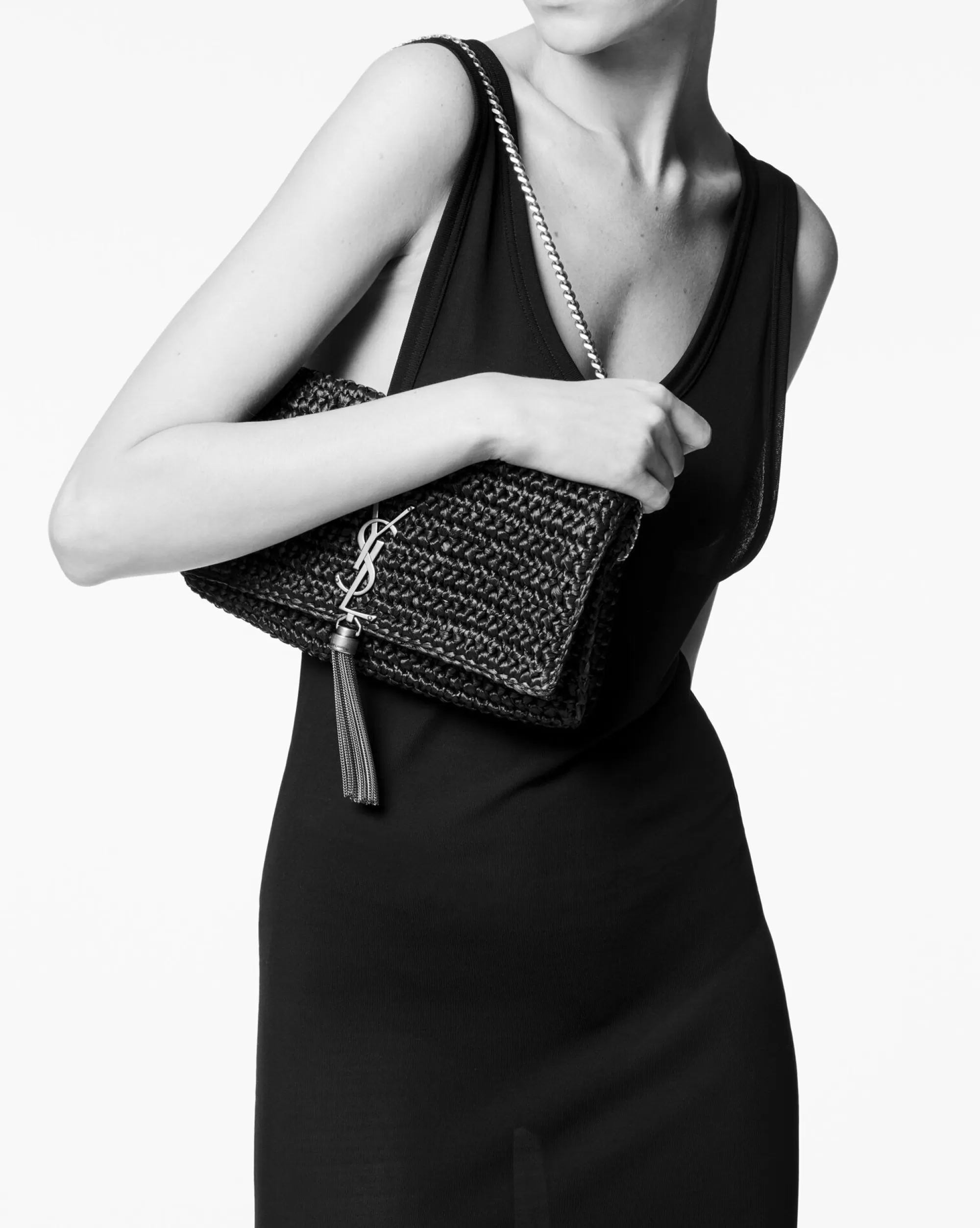 Women Saint Laurent SHOULDER BAGS | KATE^KATE 99 TASSEL IN RAFFIA | | YSL.com