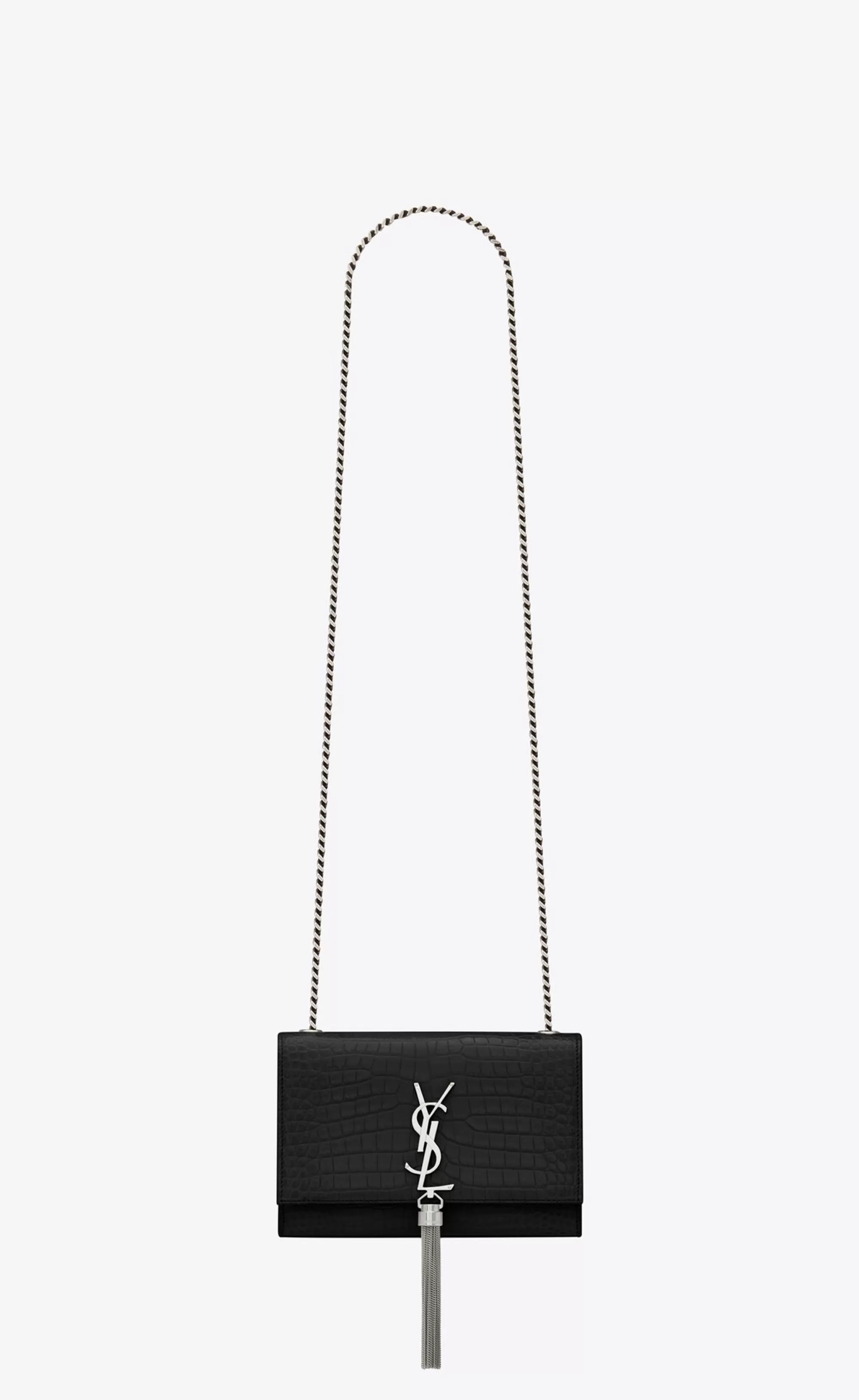 Women Saint Laurent CLUTCHES AND EVENING | KATE^KATE SMALL TASSEL IN CROCODILE-EMBOSSED LEATHER | | YSL.com