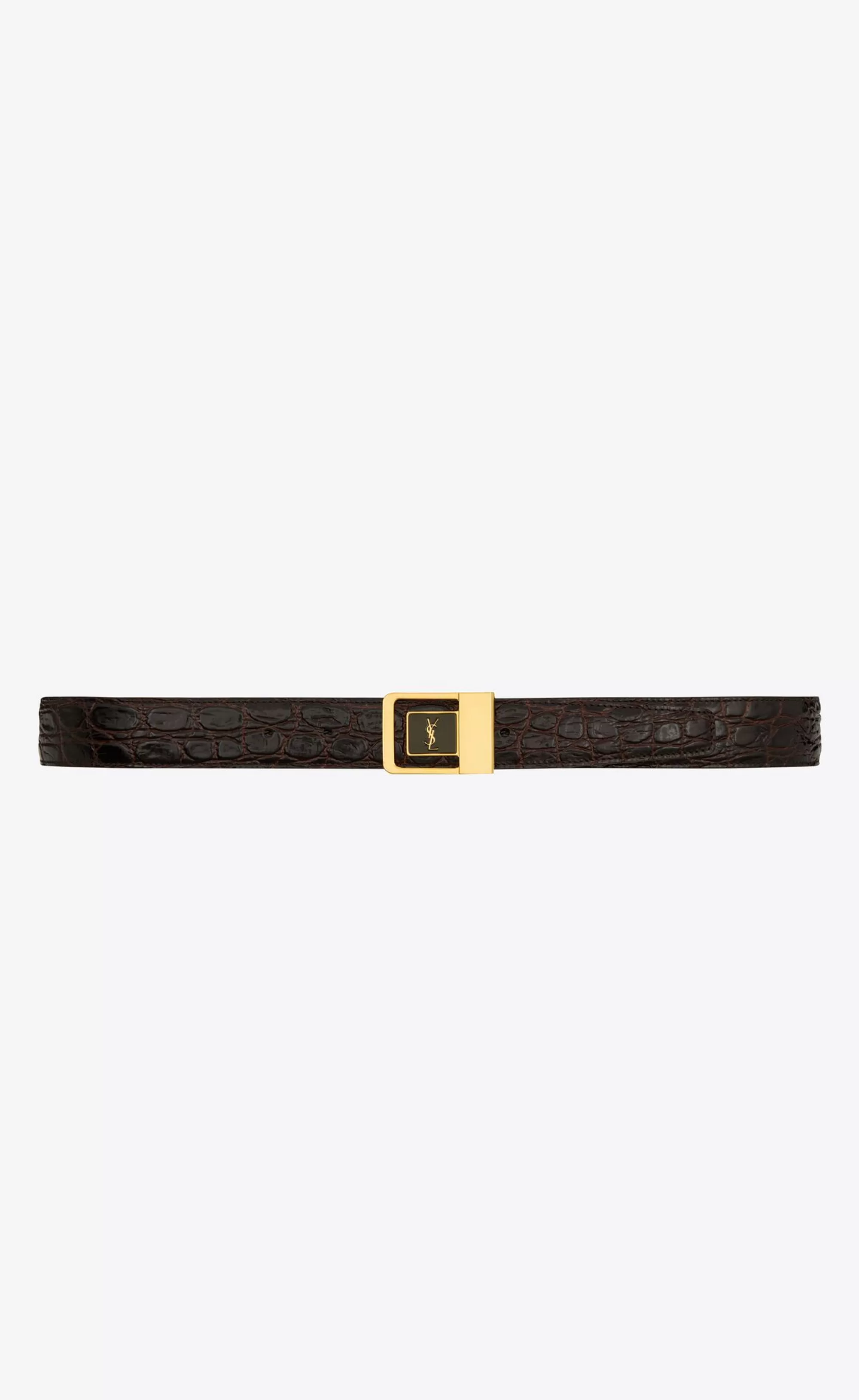 Women Saint Laurent BELTS | BELTS^LA 66 Buckle Belt In Crocodile-embossed Leather | | YSL.com