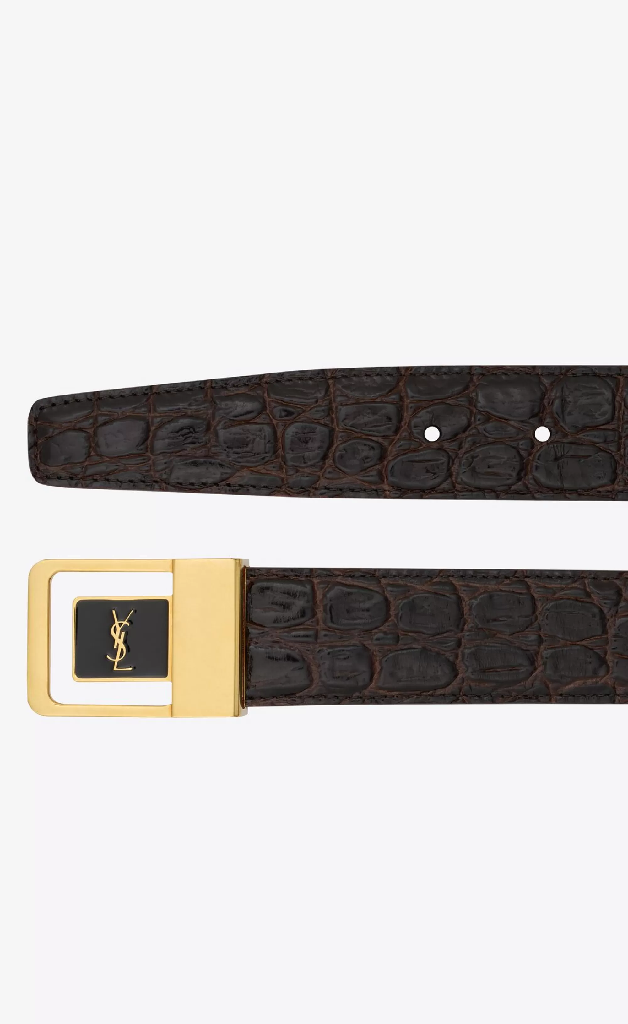 Women Saint Laurent BELTS | BELTS^LA 66 Buckle Belt In Crocodile-embossed Leather | | YSL.com