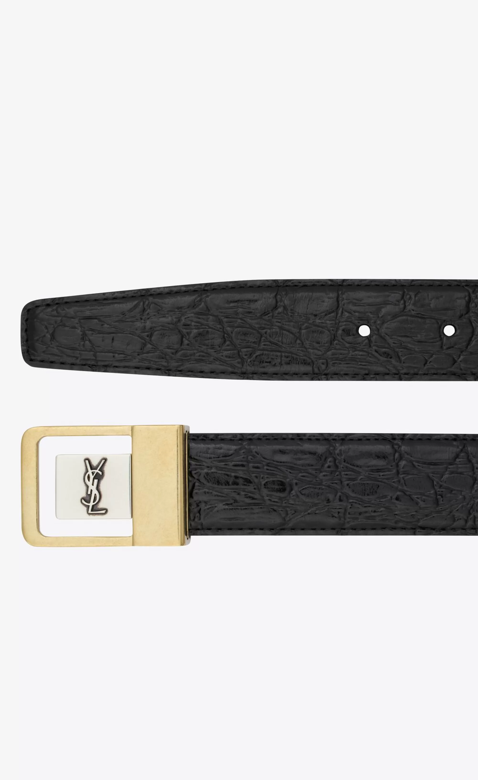 Women Saint Laurent BELTS^LA 66 Buckle Belt In Crocodile-embossed Leather | | YSL.com