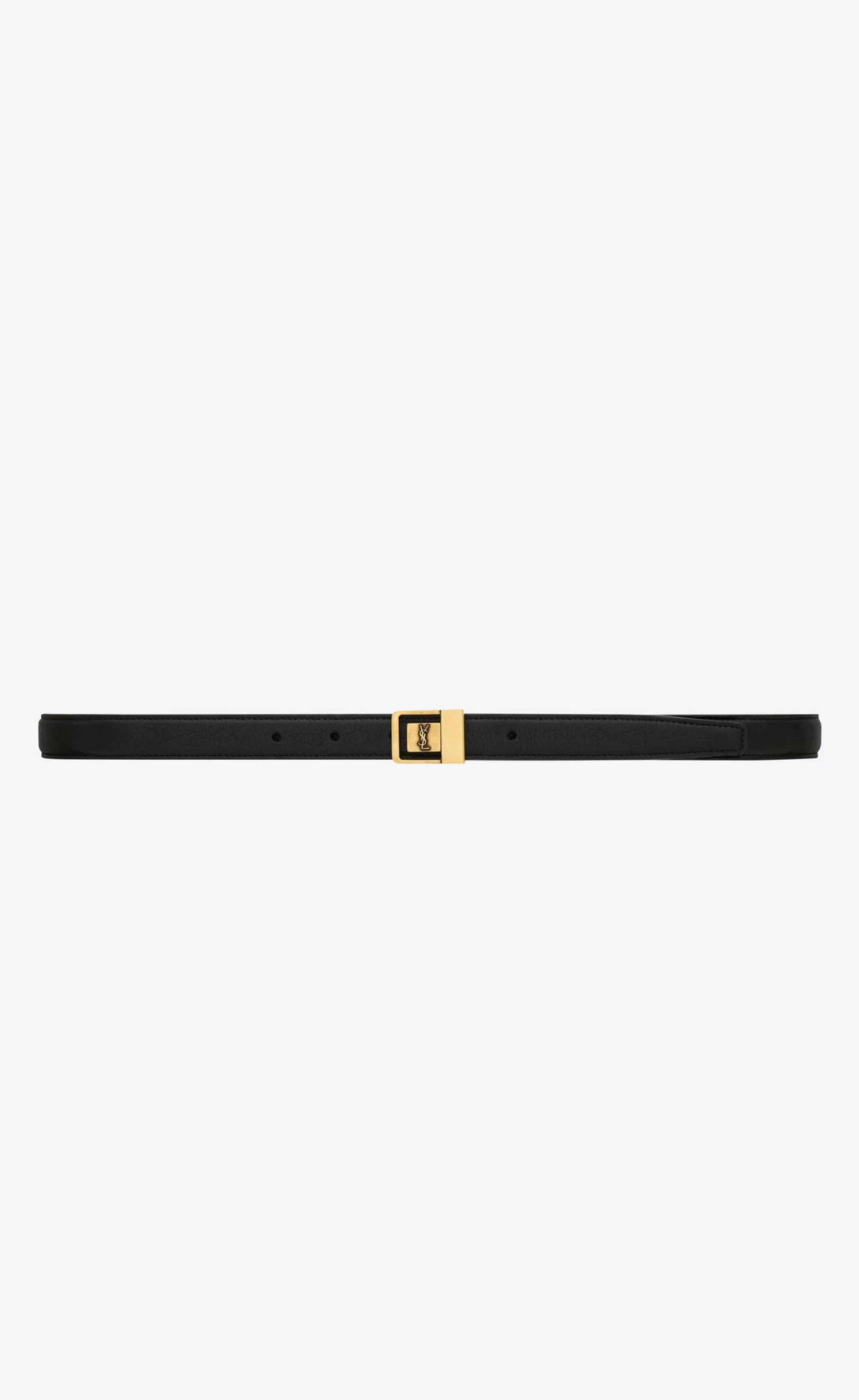 Women Saint Laurent BELTS^LA 66 Buckle Thin Belt In Grained Lambskin | | YSL.com