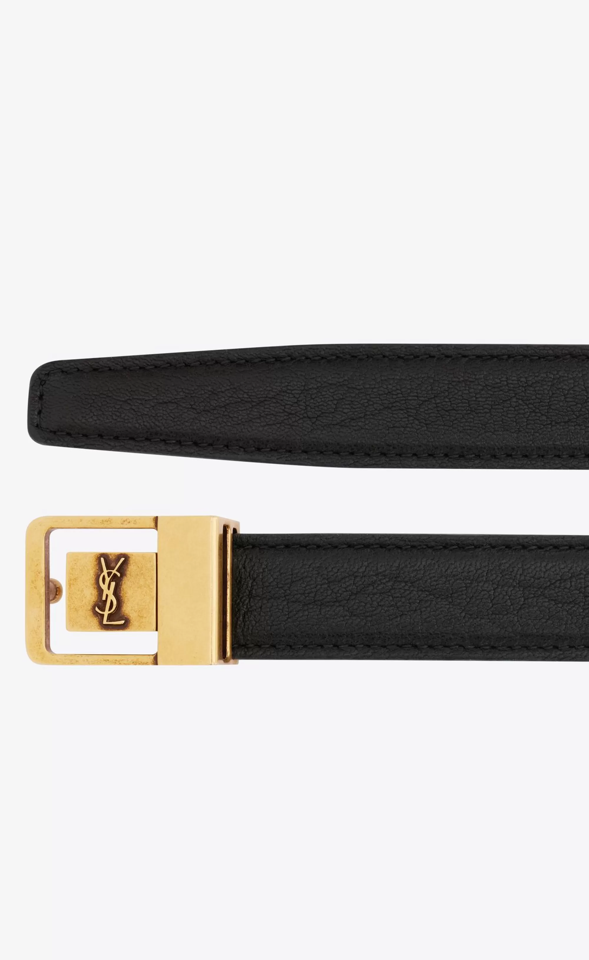 Women Saint Laurent BELTS^LA 66 Buckle Thin Belt In Grained Lambskin | | YSL.com