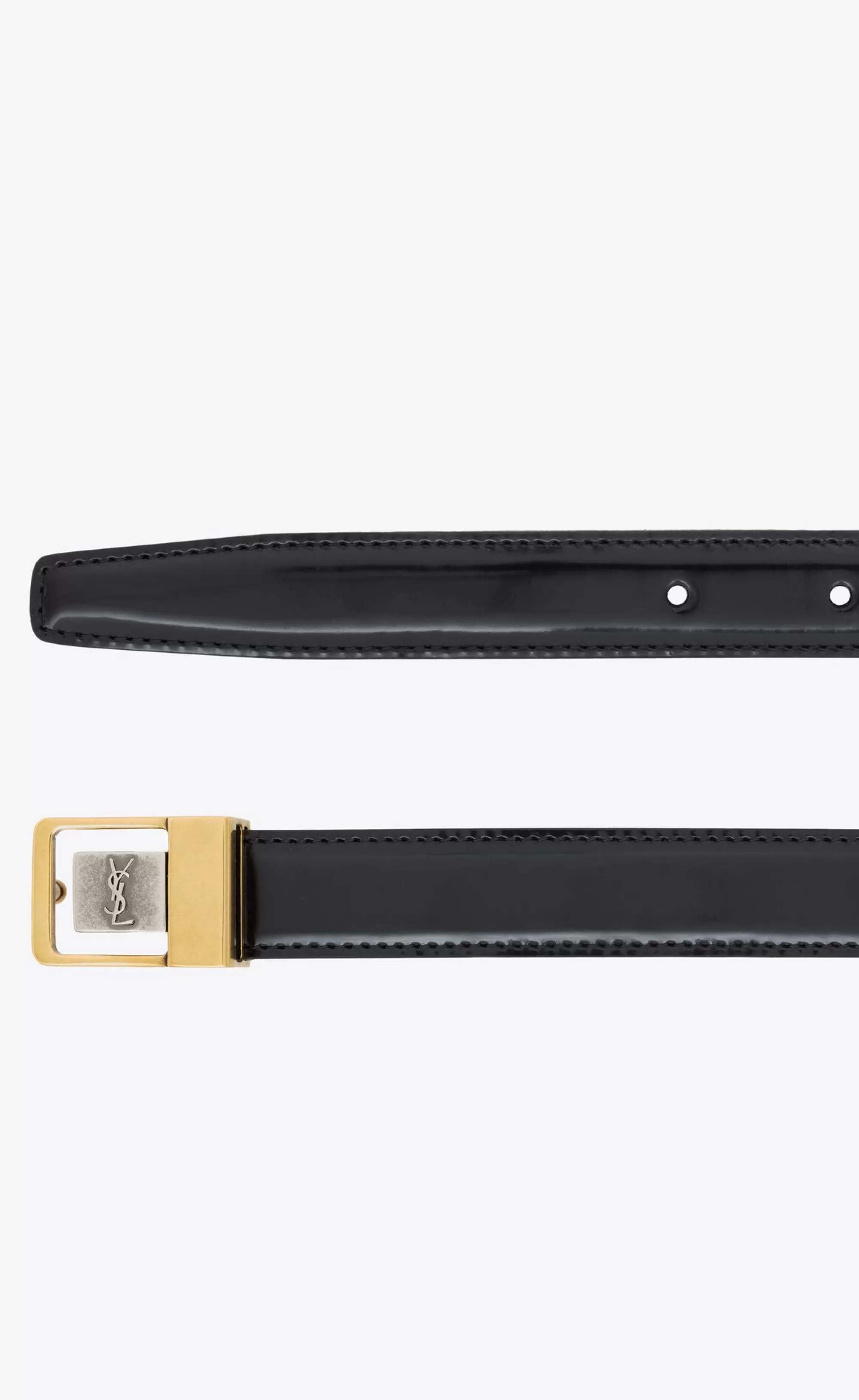 Saint Laurent BELTS^LA 66 Buckle Thin Belt In Shiny Leather | | YSL.com