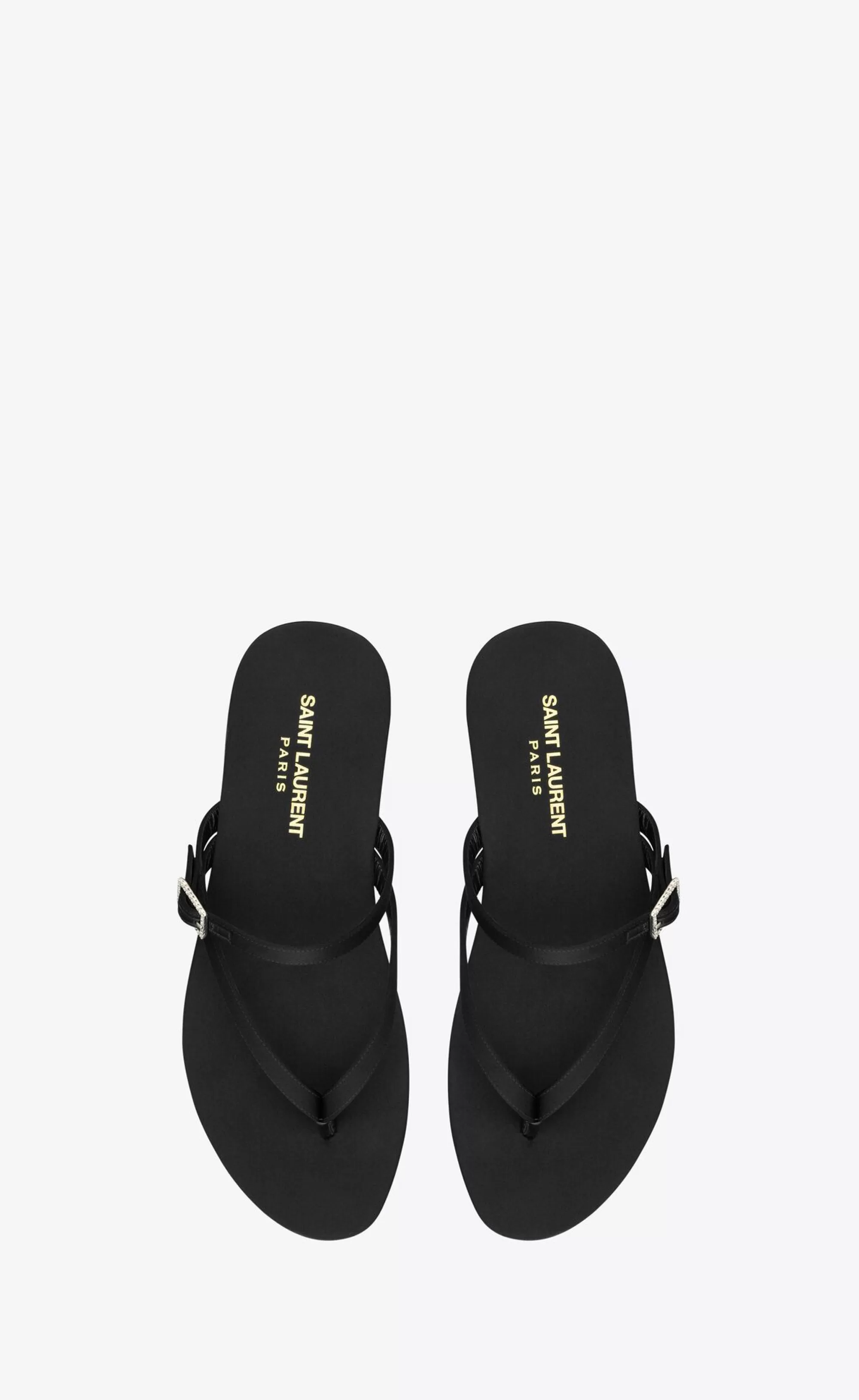 Women Saint Laurent Flat Sandals^LASZLO Slides In Satin Crepe | | YSL.com