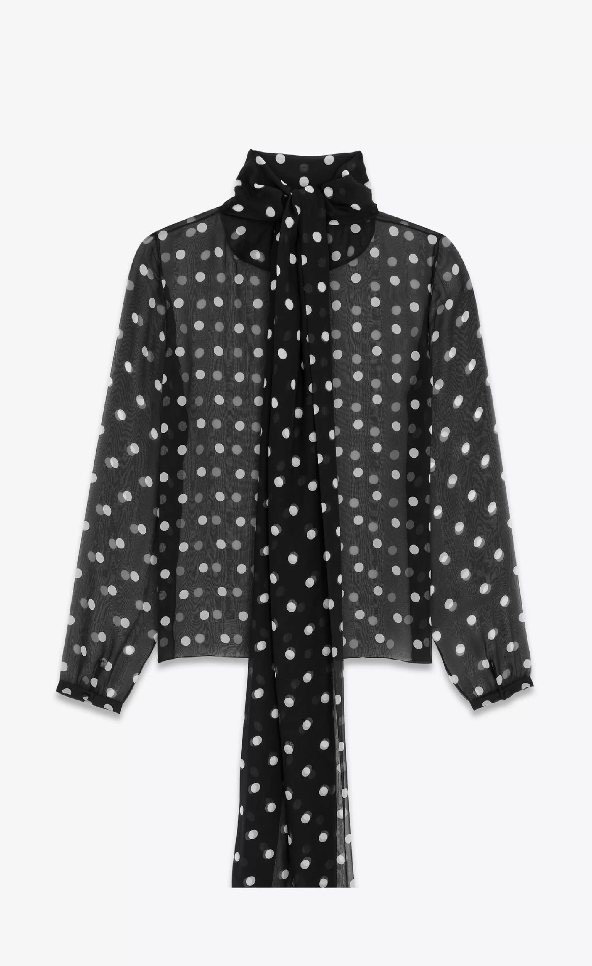 Saint Laurent ALL READY TO WEAR | SHIRTS^Lavallière-neck Blouse In Dotted Silk Muslin | | YSL.com