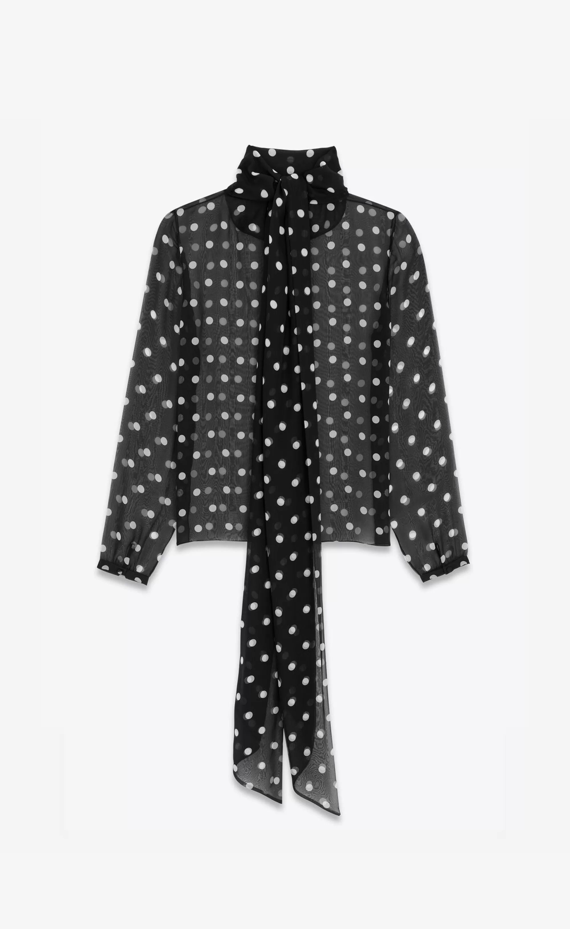 Saint Laurent ALL READY TO WEAR | SHIRTS^Lavallière-neck Blouse In Dotted Silk Muslin | | YSL.com