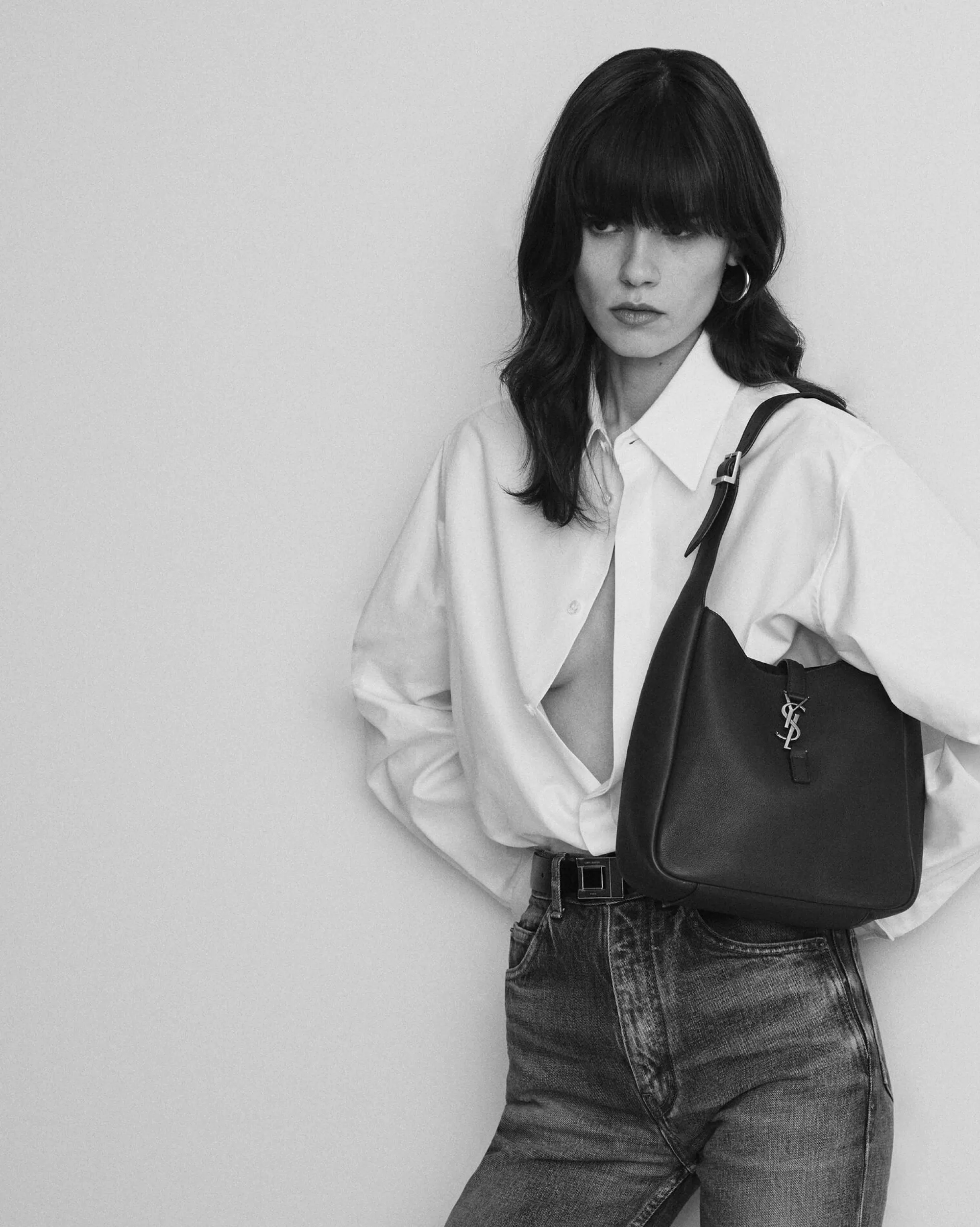 Women Saint Laurent LE 5 à 7^LE 5 À 7 SMALL Supple In Canvas And Smooth Leather | | YSL.com