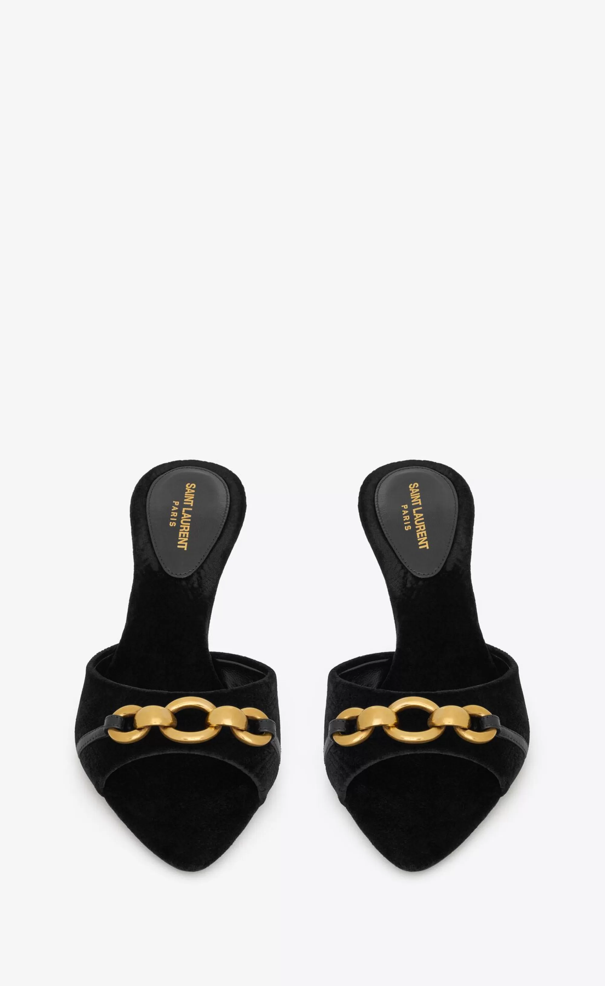 Women Saint Laurent MULES^LE MAILLON Mules In CASSANDRE-embossed Velvet | | YSL.com