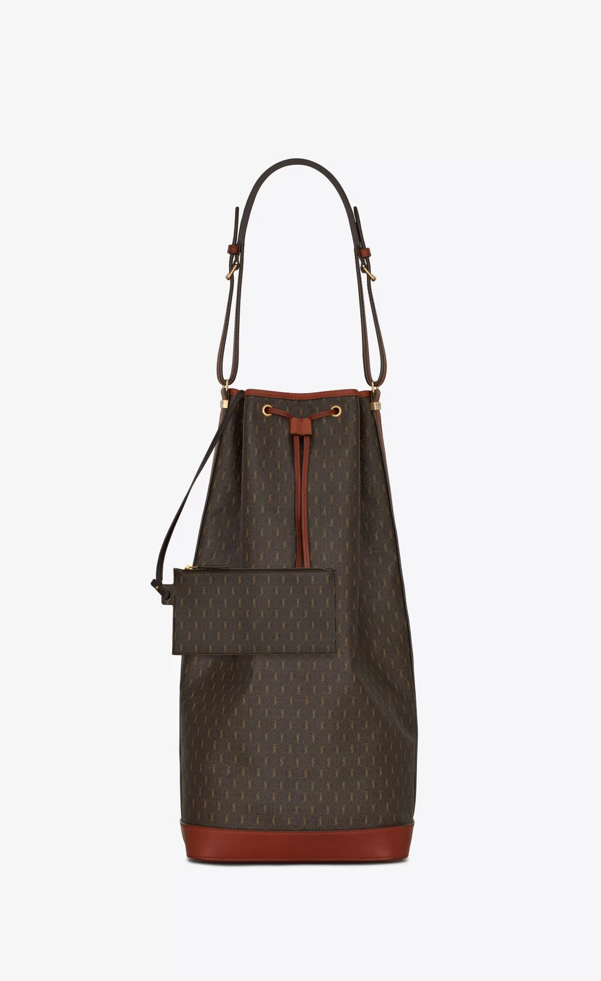 Saint Laurent MESSENGERS^LE MONOGRAMME LONG BUCKET BAG IN CASSANDRE CANVAS AND SMOOTH LEATHER | | YSL.com