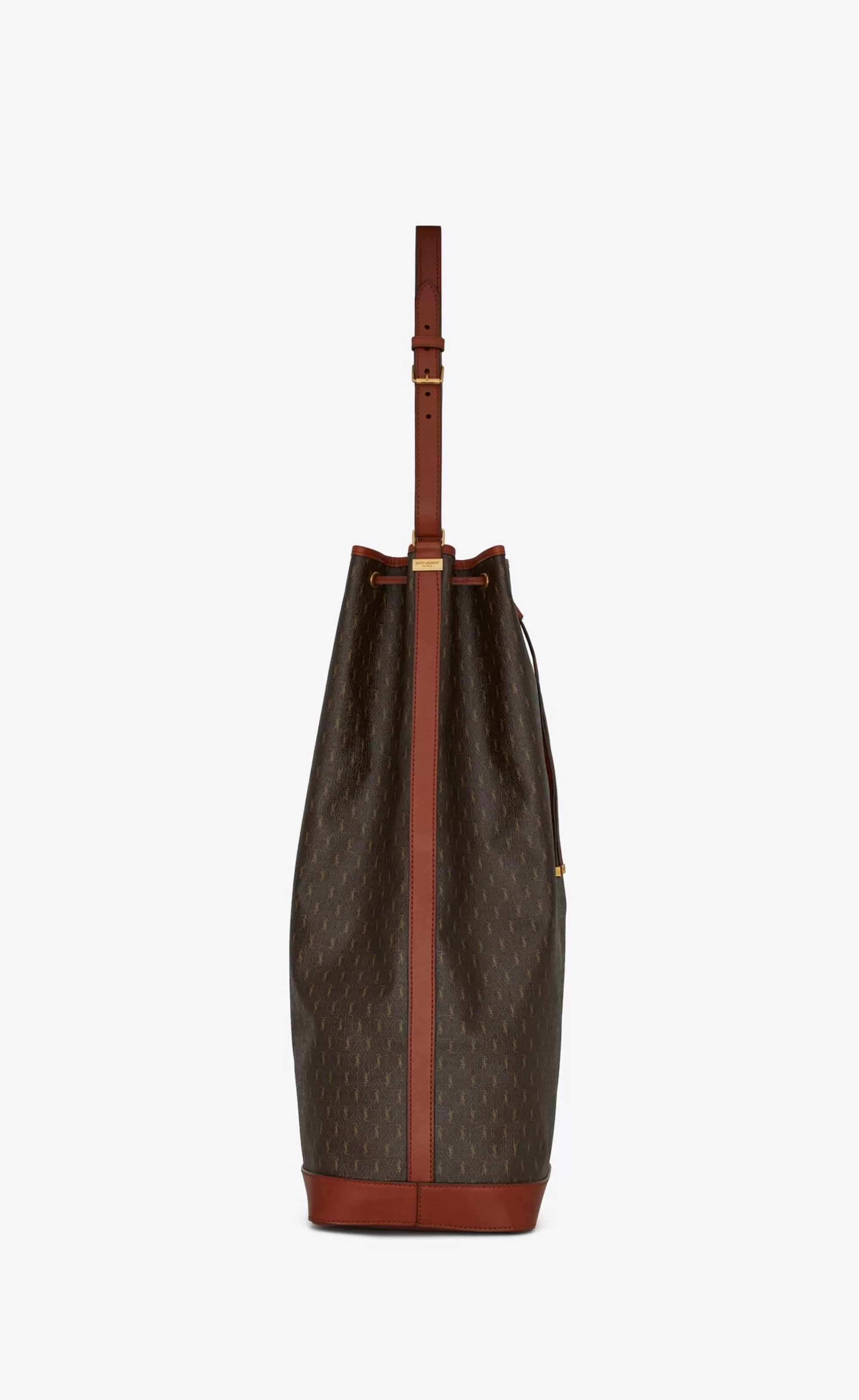 Saint Laurent MESSENGERS^LE MONOGRAMME LONG BUCKET BAG IN CASSANDRE CANVAS AND SMOOTH LEATHER | | YSL.com