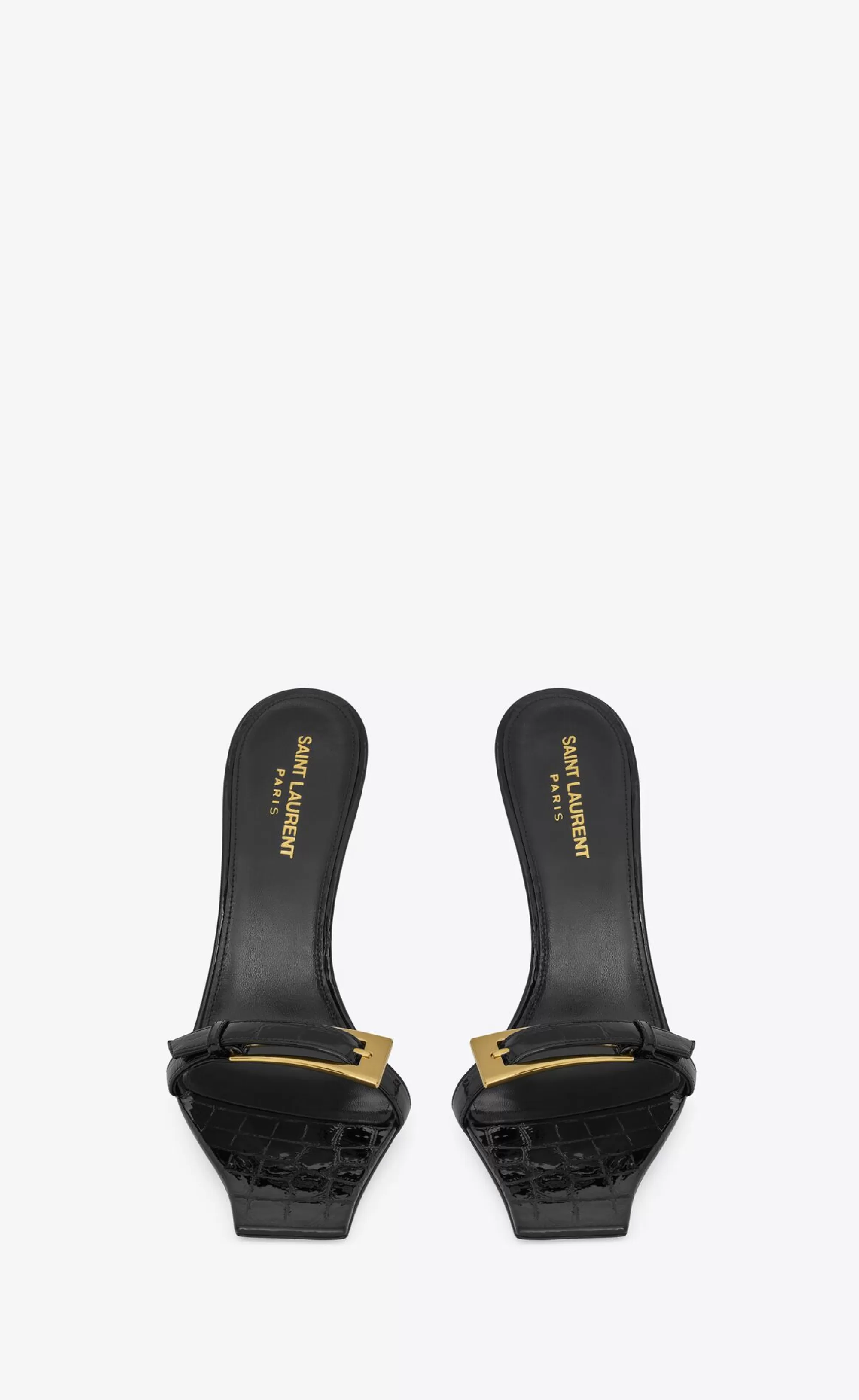 Women Saint Laurent MULES^LEE Mules In Crocodile-embossed Leather | | YSL.com