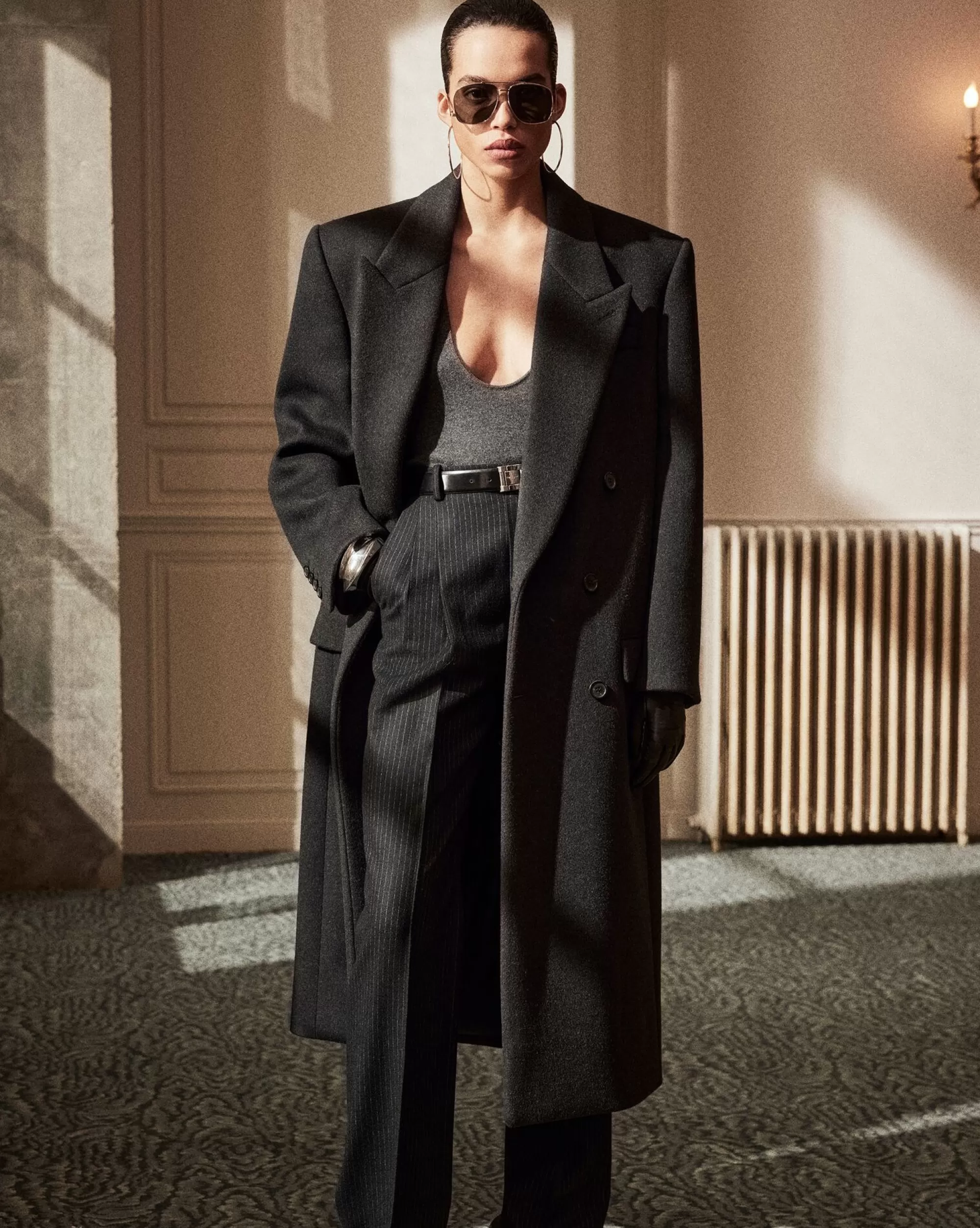 Women Saint Laurent Coats and Outerwear^Long Coat In Wool | | YSL.com