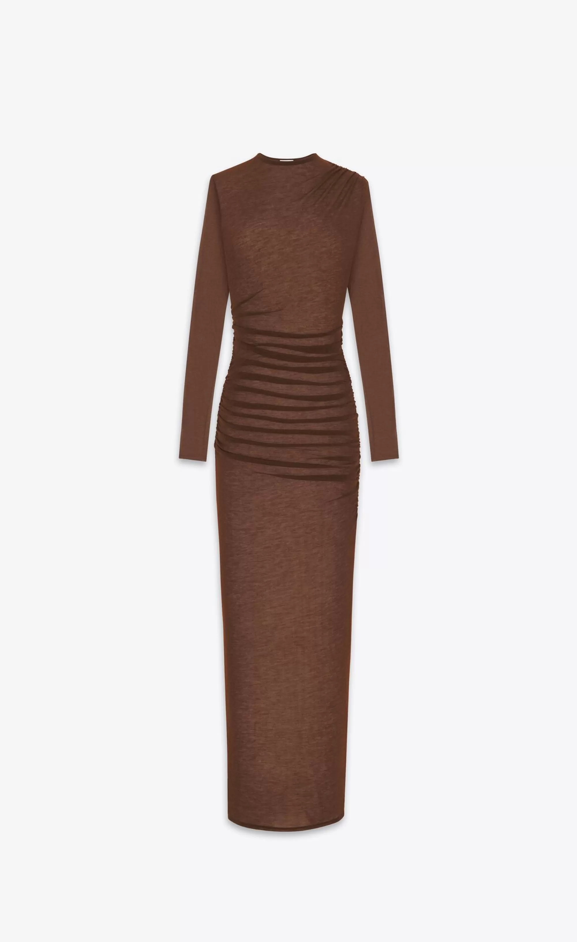 Women Saint Laurent DRESSES^Long Gathered Dress In Knit | | YSL.com